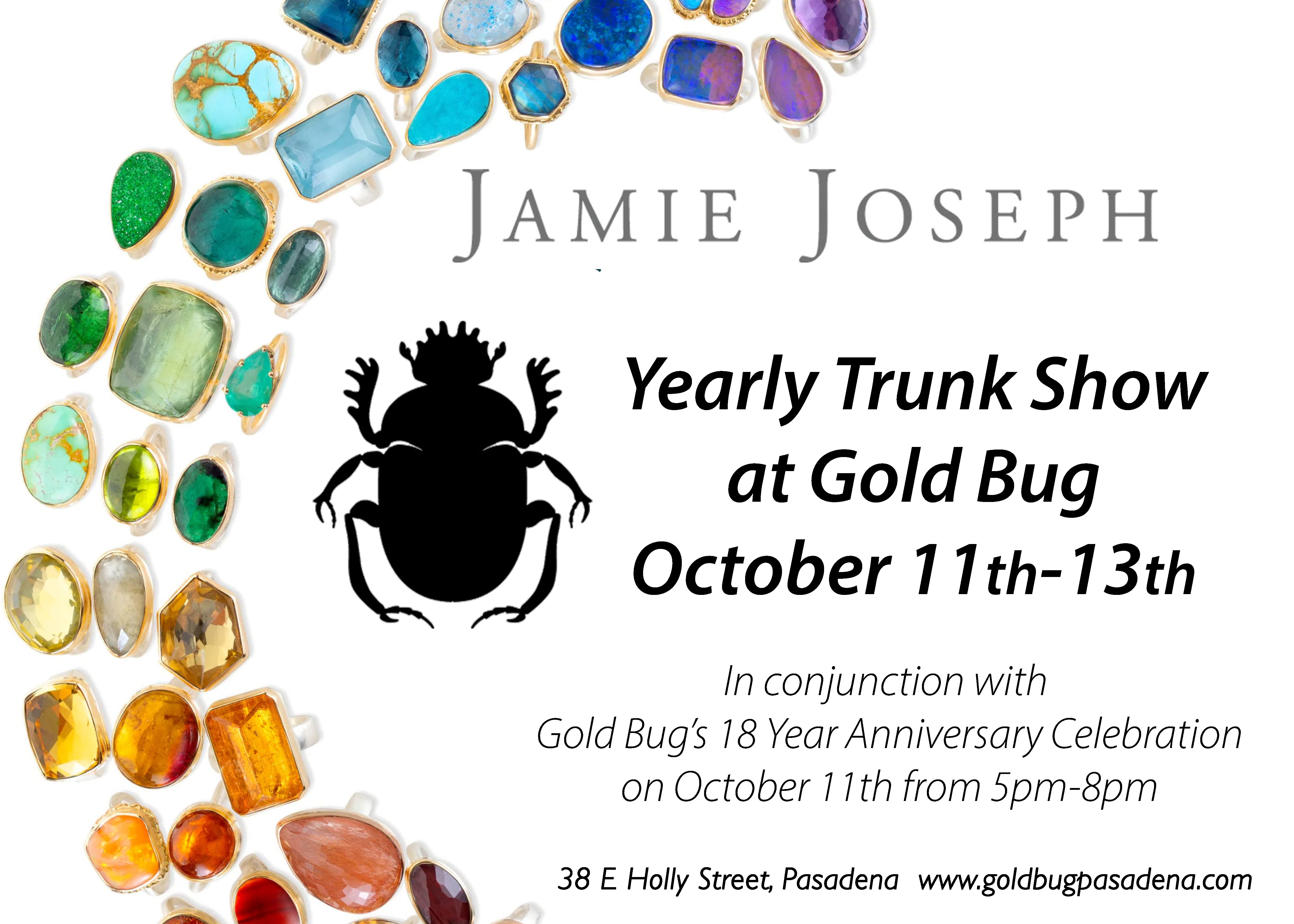 Jamie Joseph Jewelry Los Angeles Trunk Show at Gold Bug in Pasadena October Invitation
