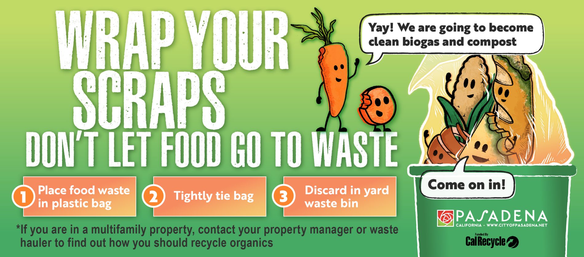 Pasadena City Flyer for participating in organic waste disposal program