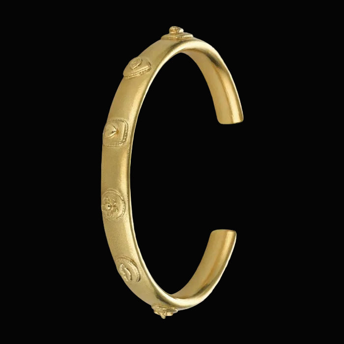 Side view of Gold Senses Cuff Bracelet