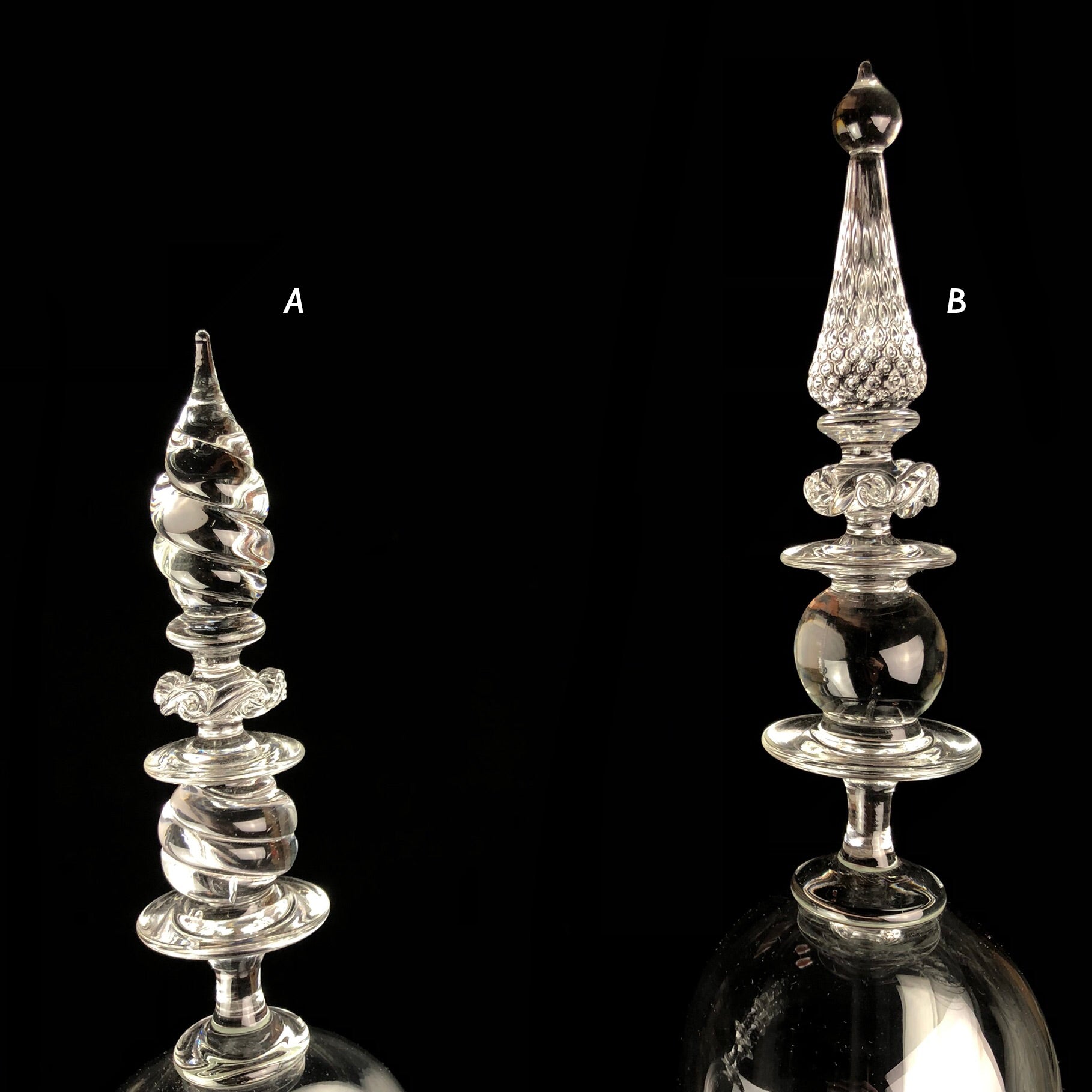 Detail view of top finials on Medium Bell Jars