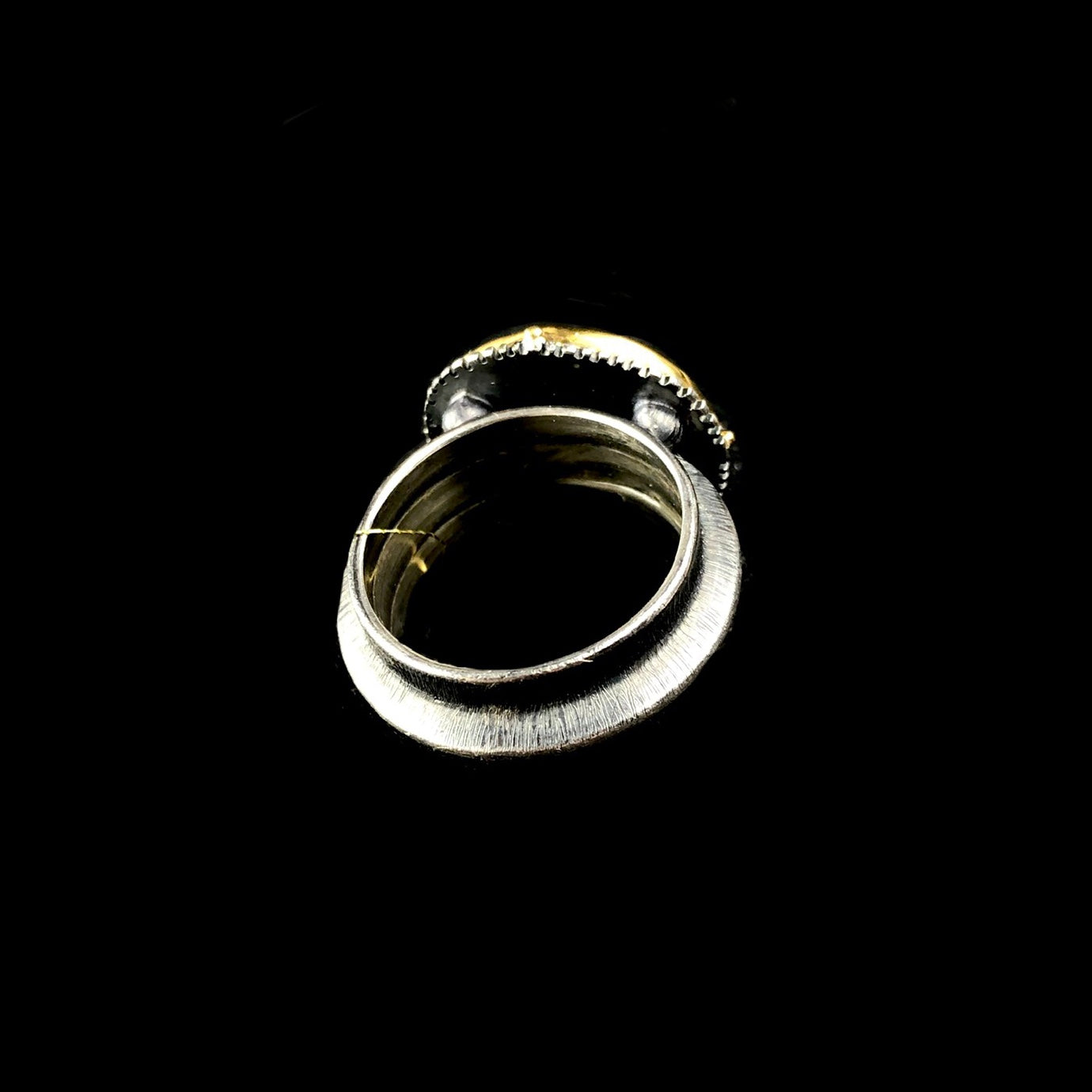 Back view with silver band of Silver Denarius Coin Ring