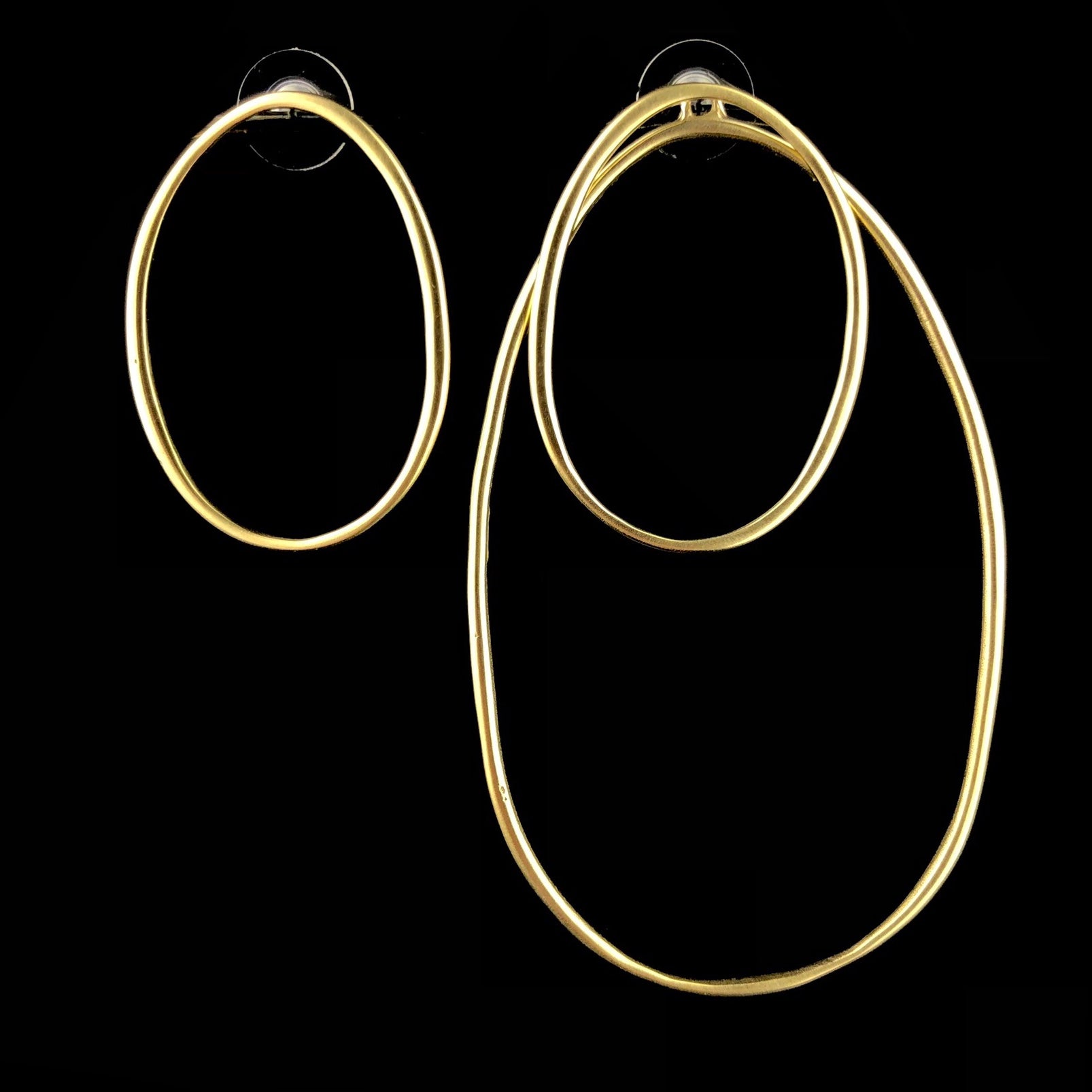 Oversized Ellipse Earrings with one large hoop removed 