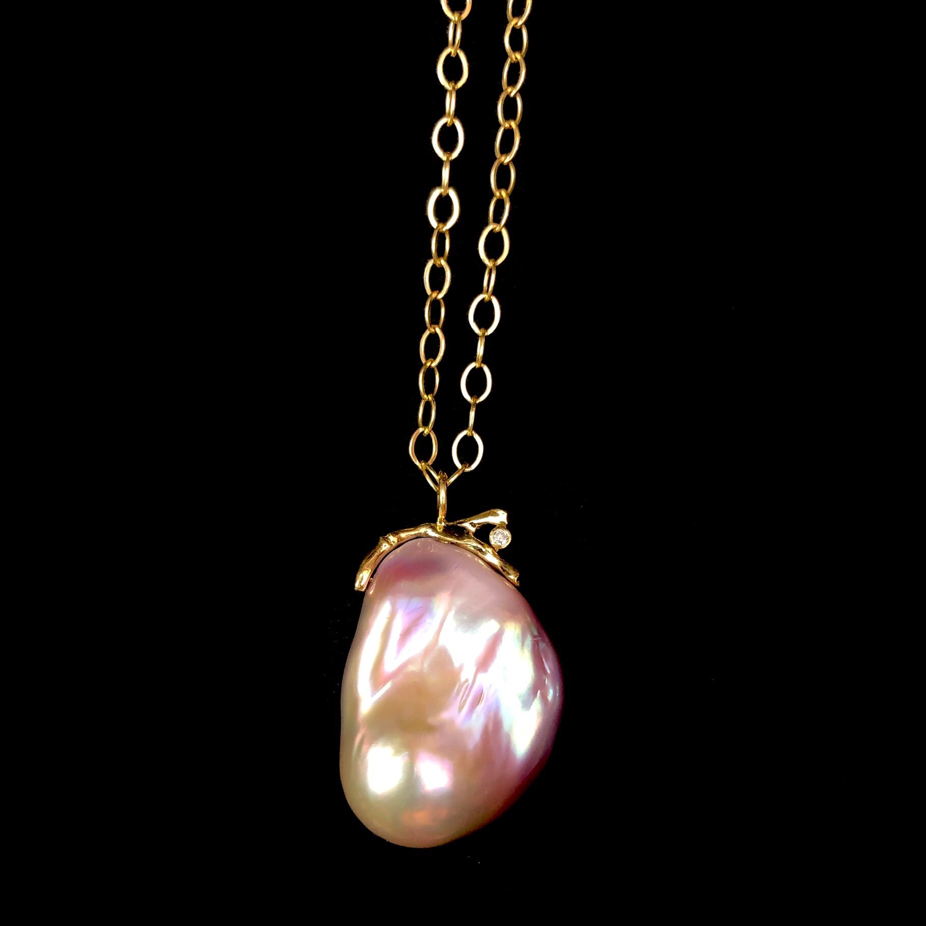 Front view of Pink Yangtze Pearl Necklace