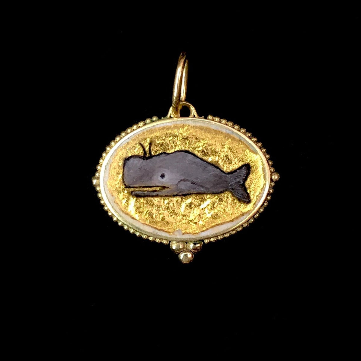 Front view of Gold Foil Whale Charm