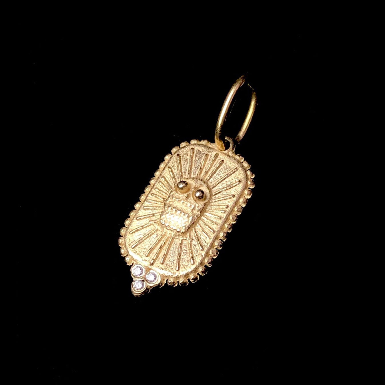 Alternate front view of gold Small Owl Charm