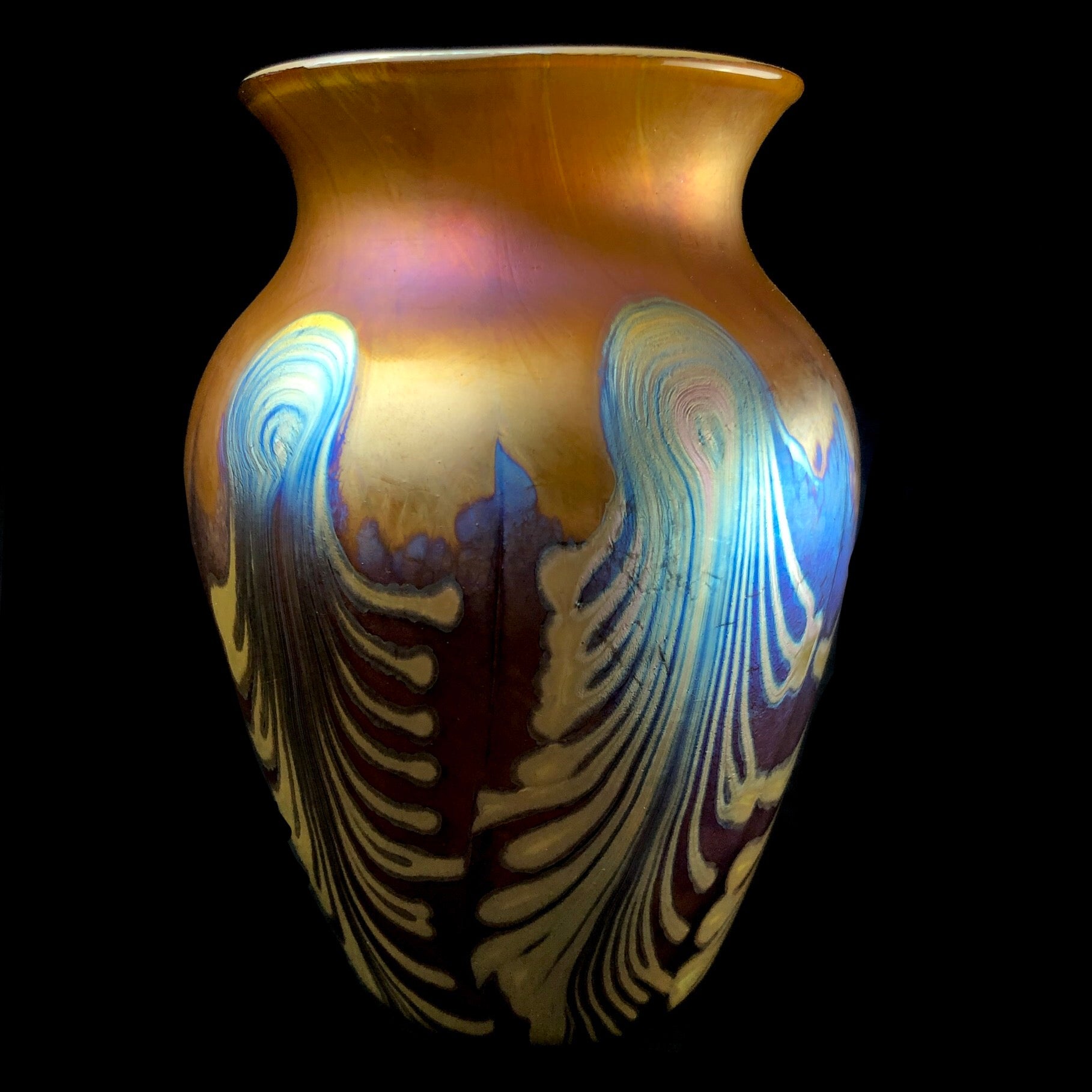 Front view of Amber Phoenix Vase