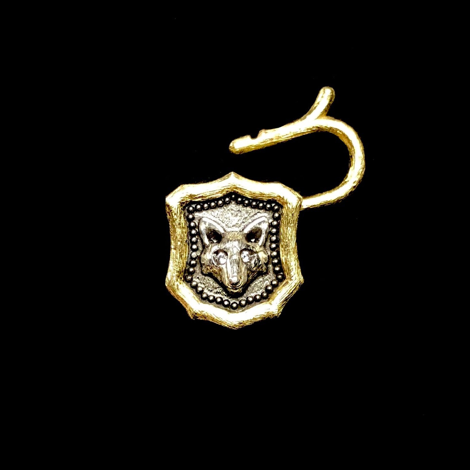 Front view of Diamond Eye Fox Padlock Charm in open position