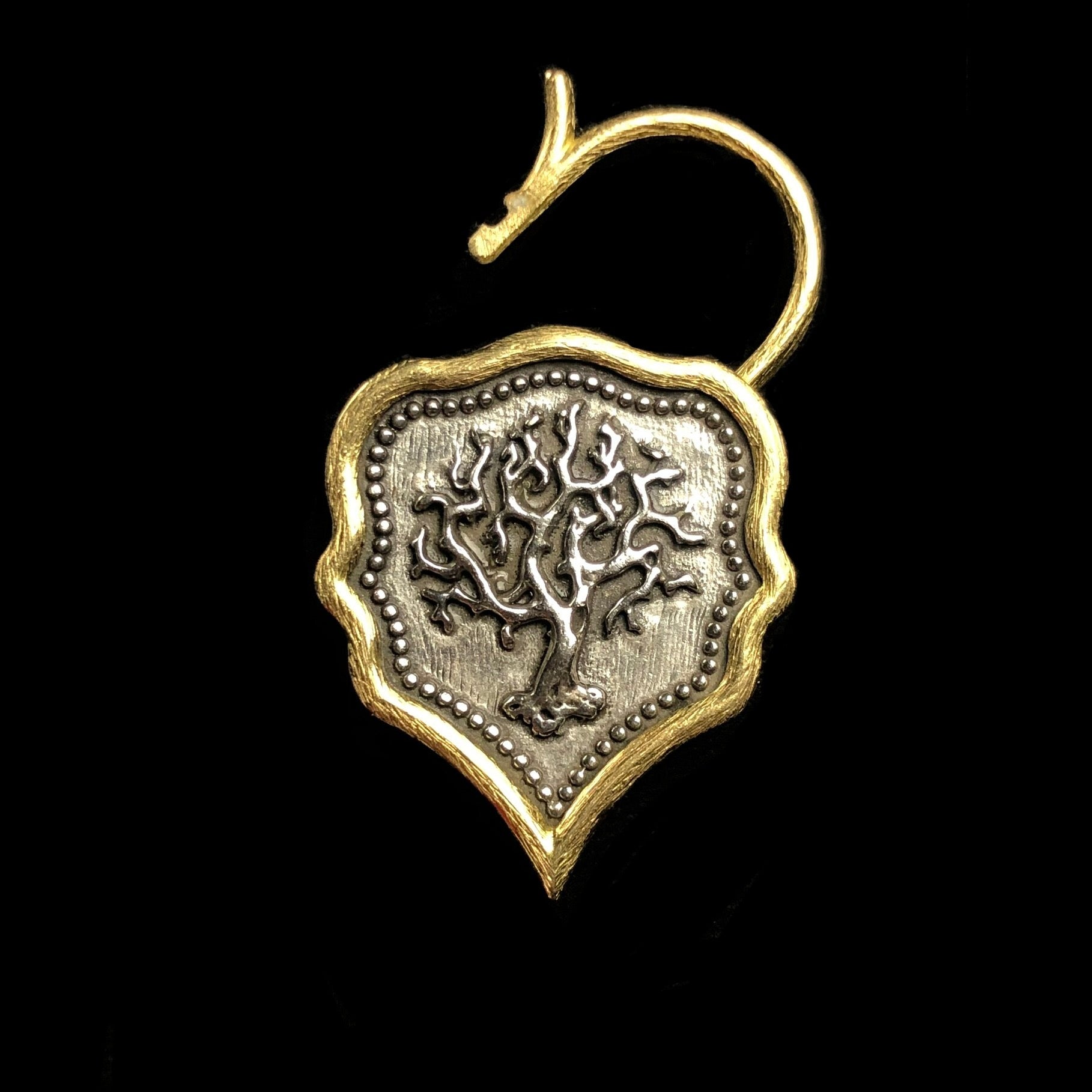 Front view of Tree of Life Padlock Charm in open position