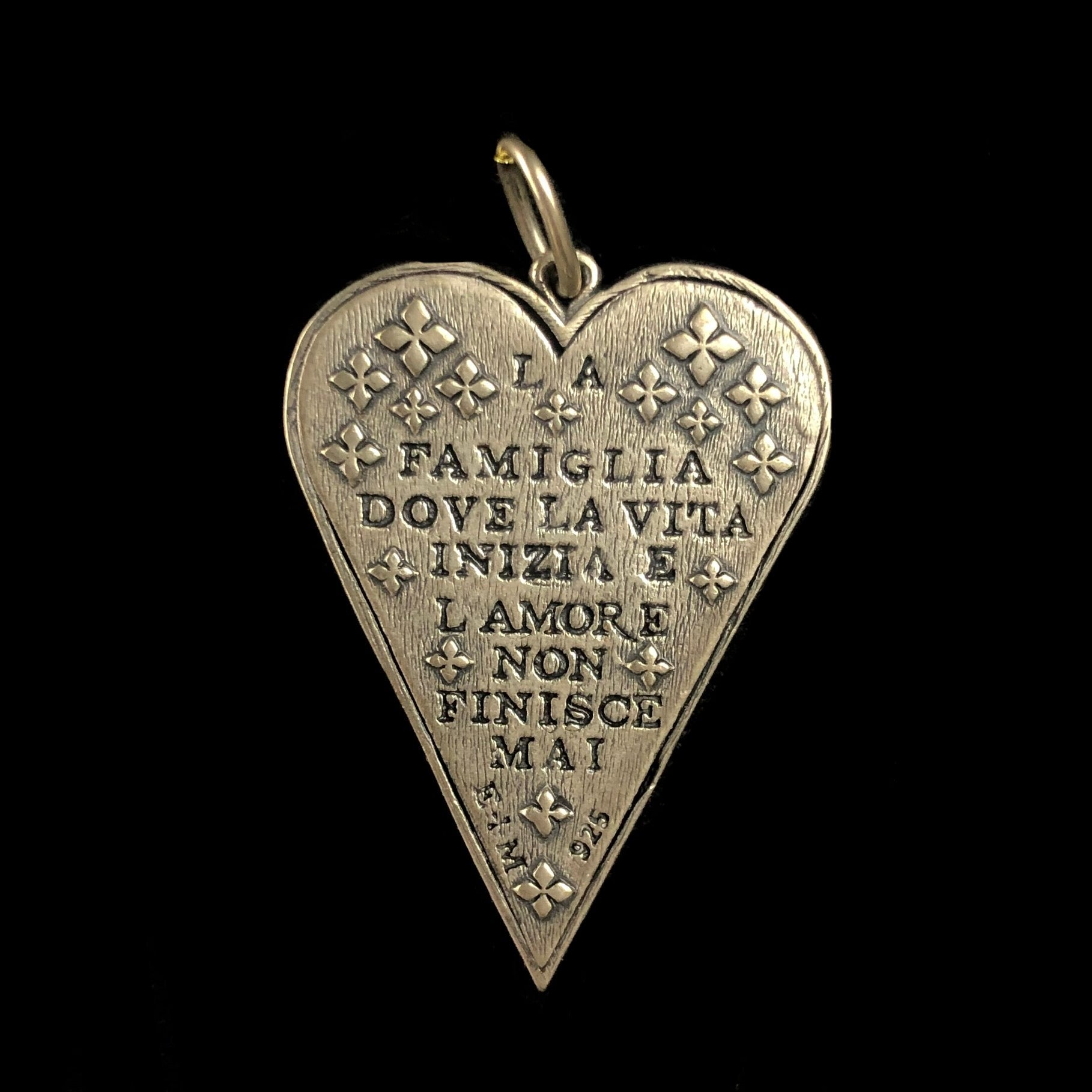 Quote side of Silver Family Love Charm
