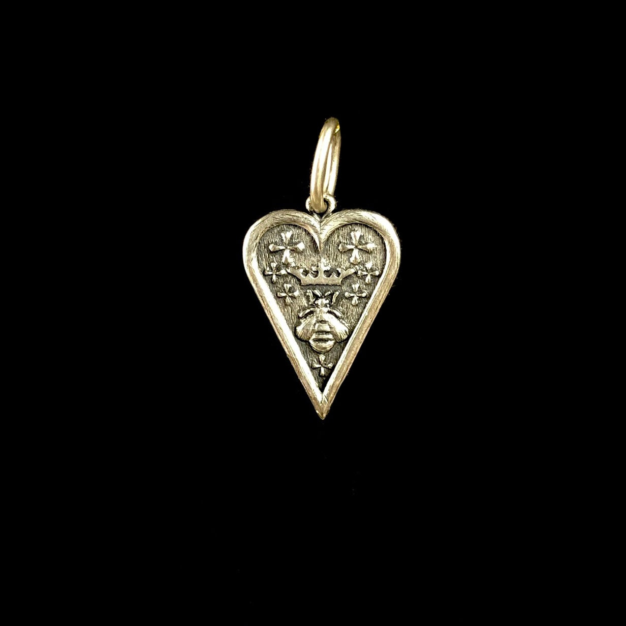 Bee and Crown side of Queen Bee Heart Charm