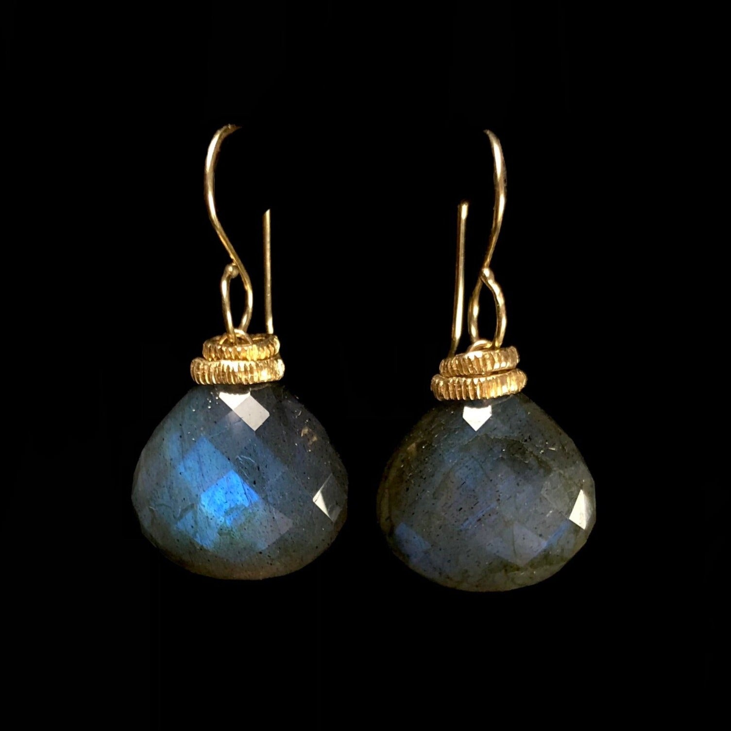 Front view of Plump Labradorite Earrings