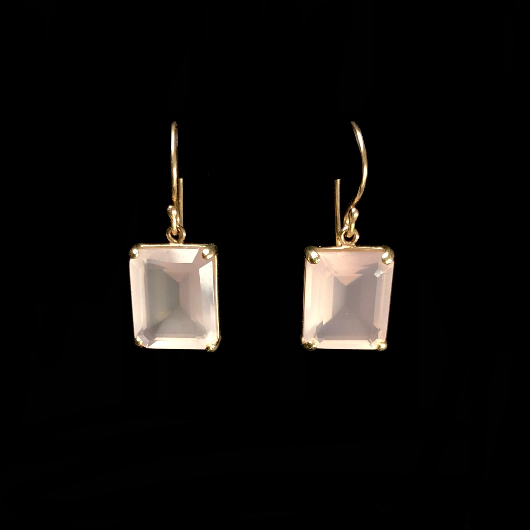 Front view of Rose Quartz Earrings