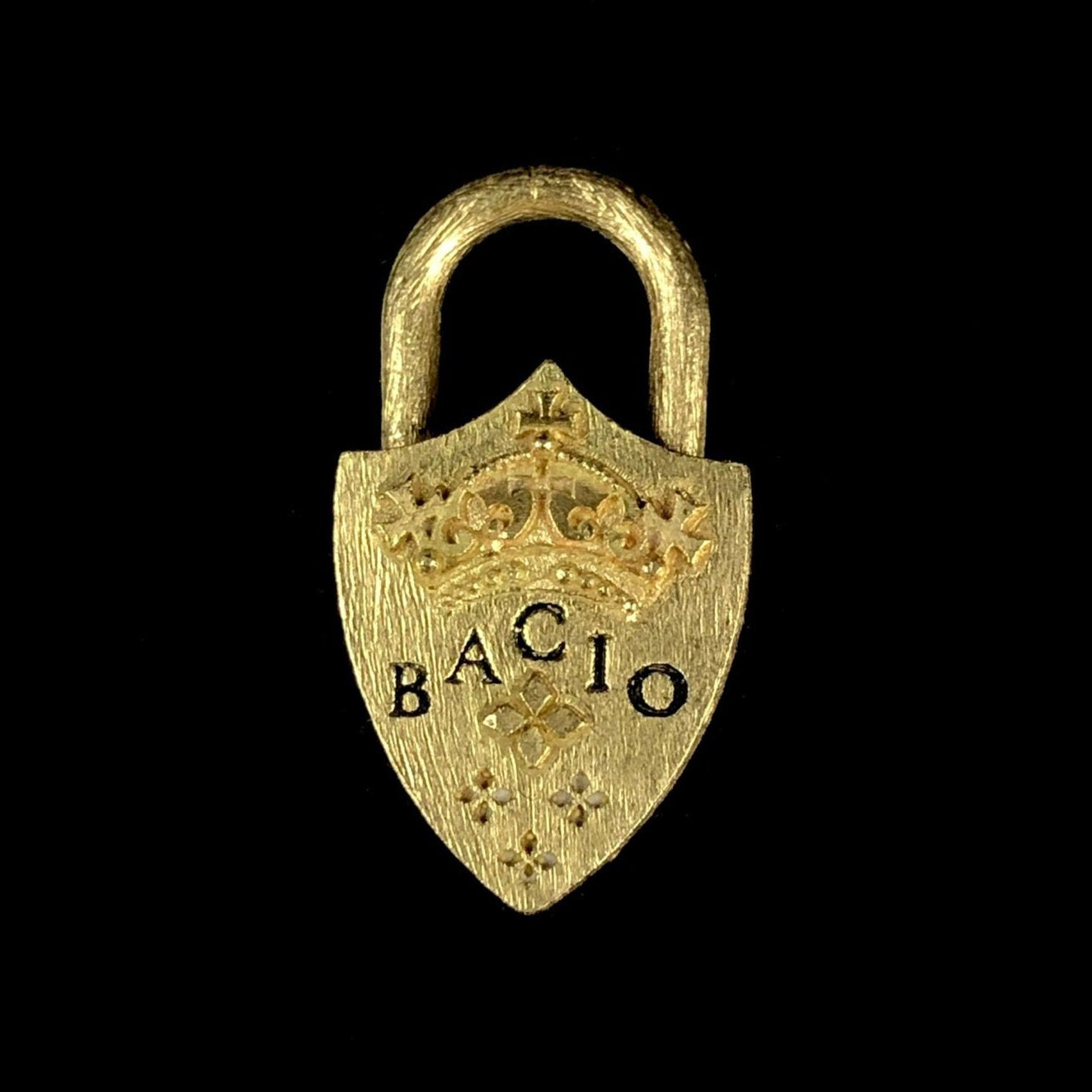 Back view of Diamond Shield Padlock Charm