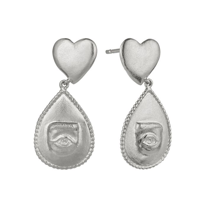 Silver Teardrop Eye Earrings