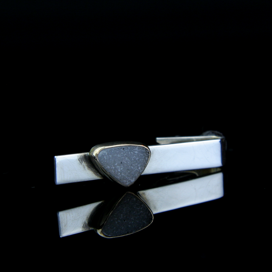 Drusy stone Sterling Silver Tie Clip