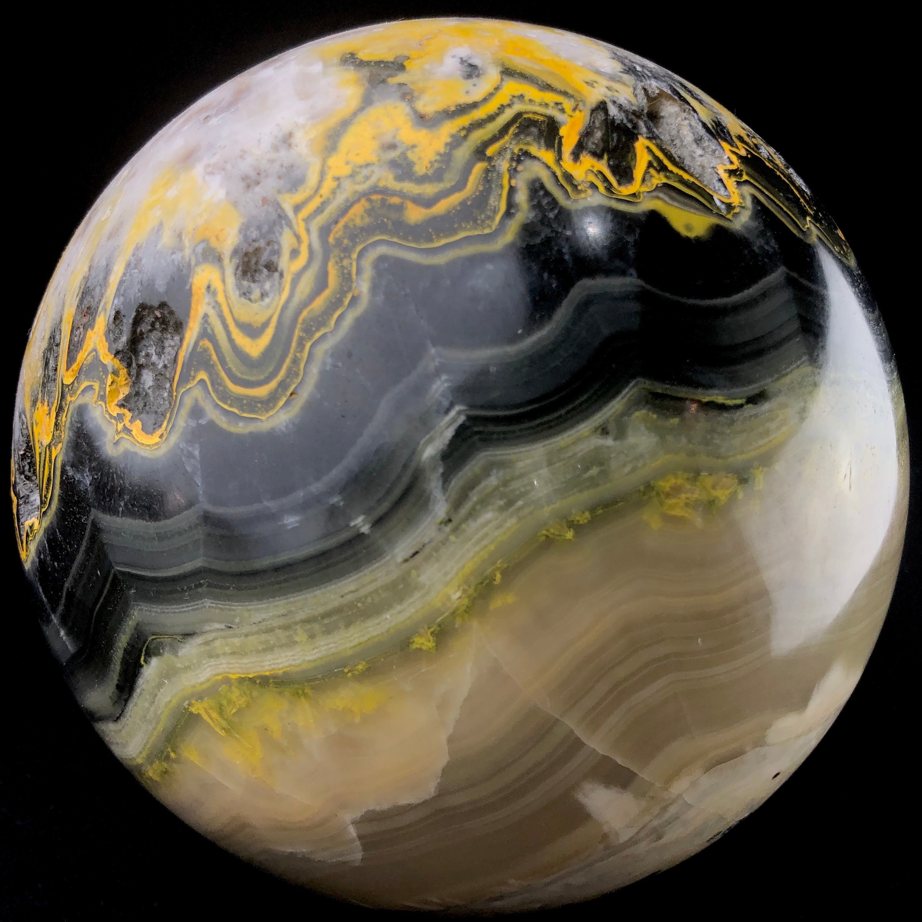 Back side of Bumblebee Jasper Stone Sphere