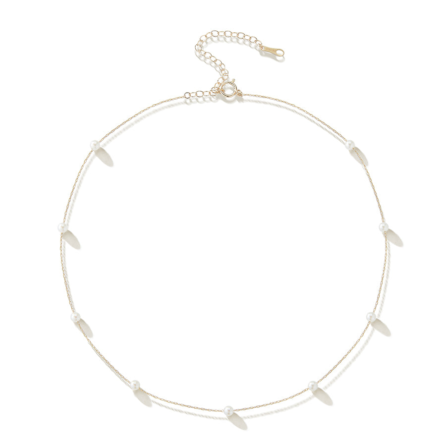 Top view of Floating Pearl Choker