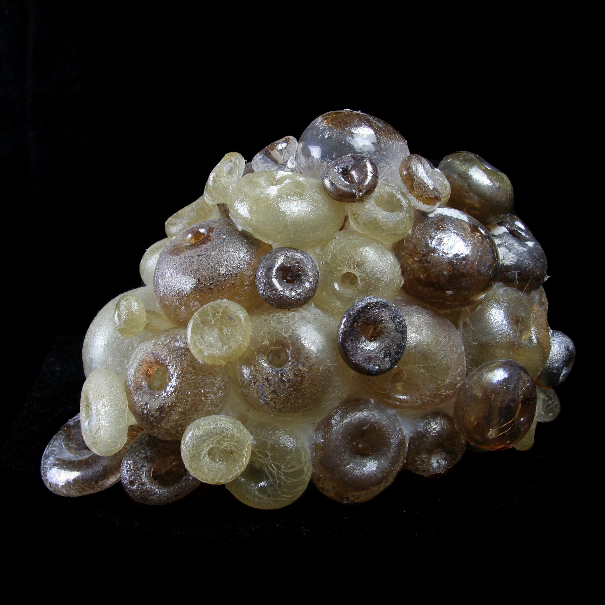 Alternate side view of Large Brown Barnacle glass sculpture