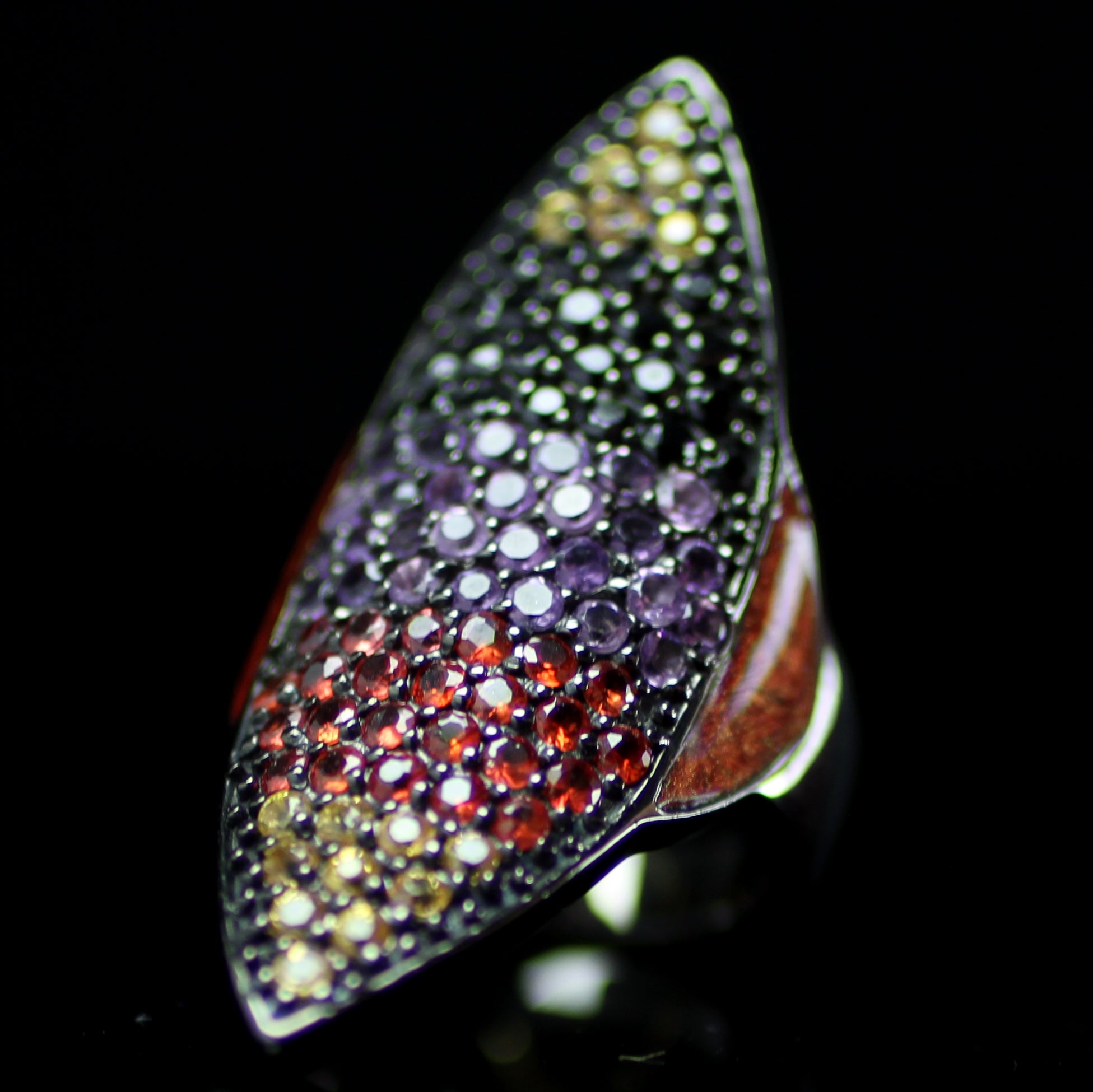 Red and Purple Sapphire Shield Ring