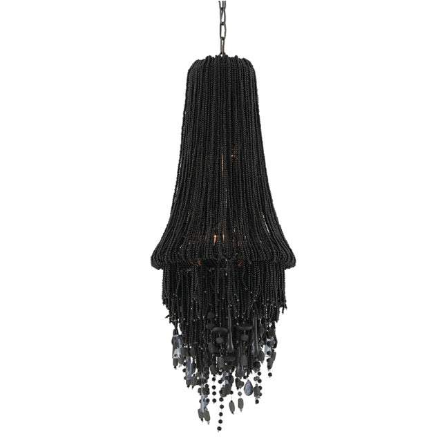 Front view of Black Beaded Chandelier