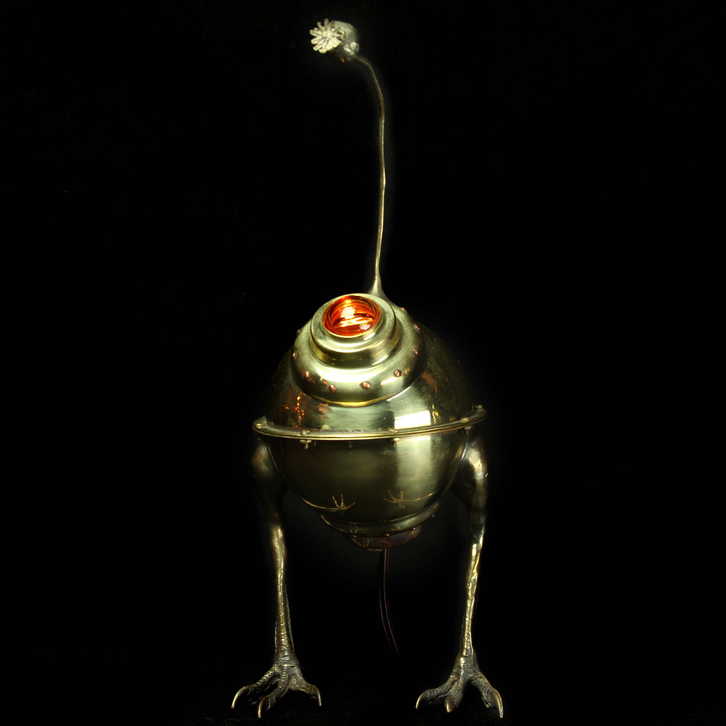 Front view of Brass Opium Gazer Lamp