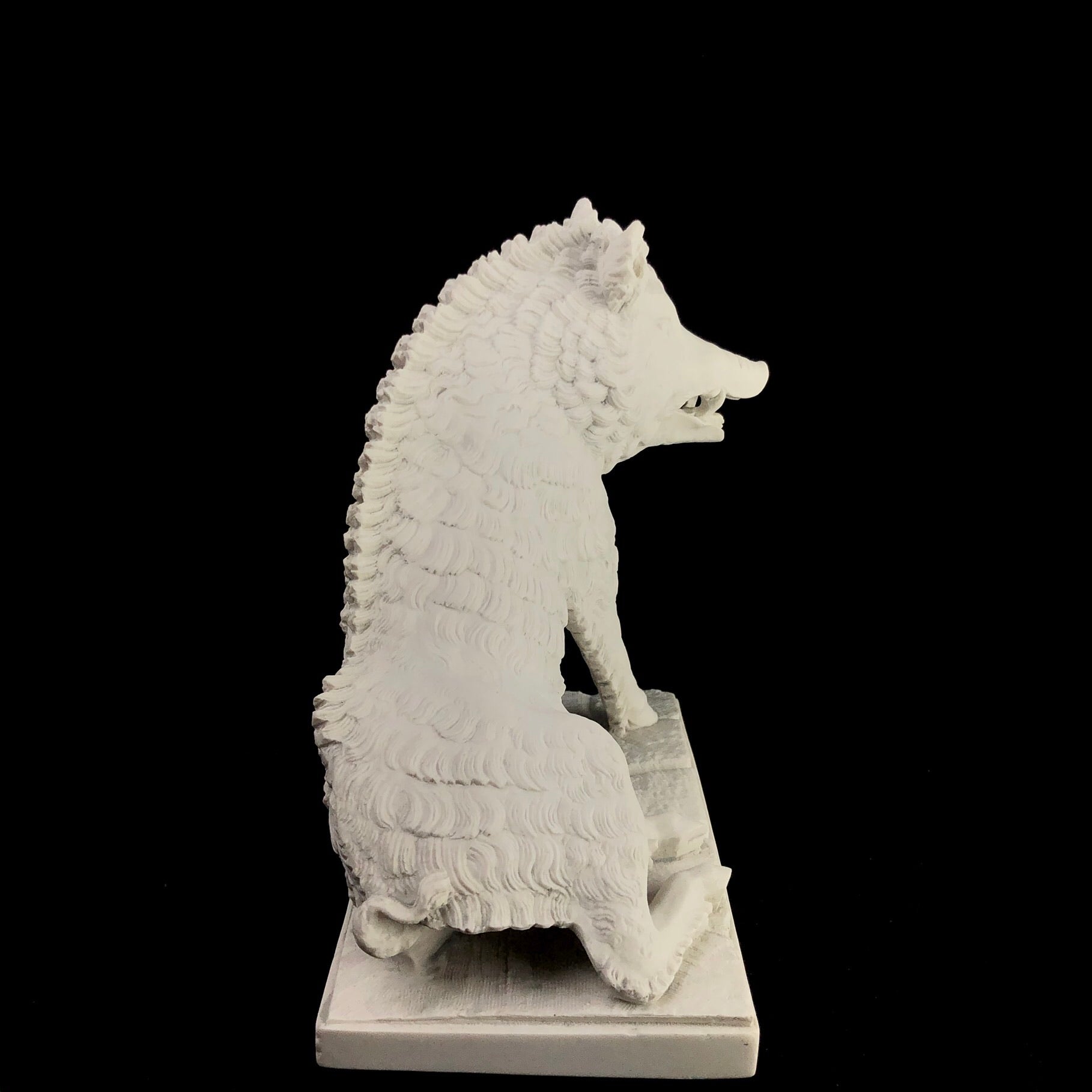 Back side view of Marble Boar Sculpture