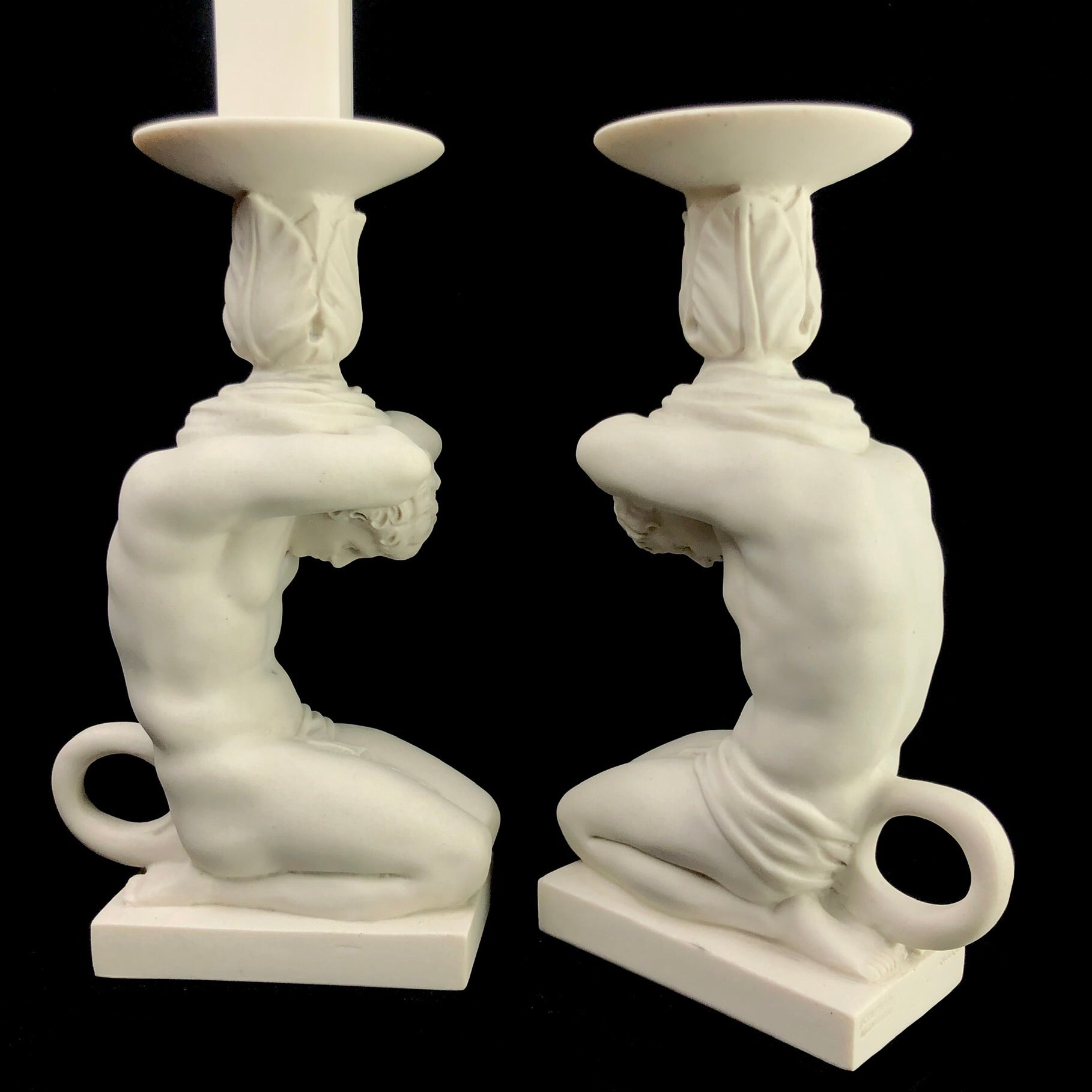 Side and back view of Marble Candlestick Holder