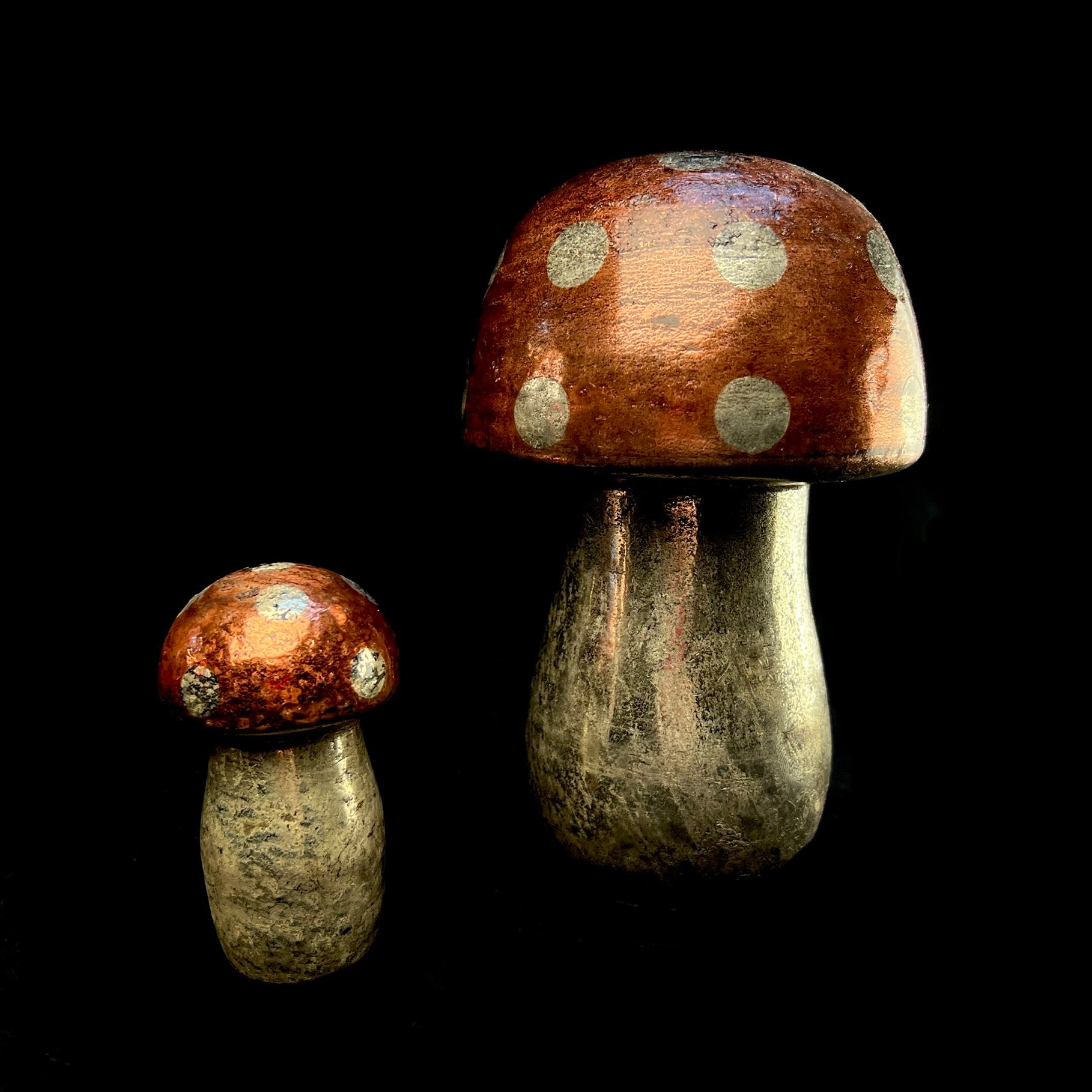 Copper Glass Mushrooms-set of 2