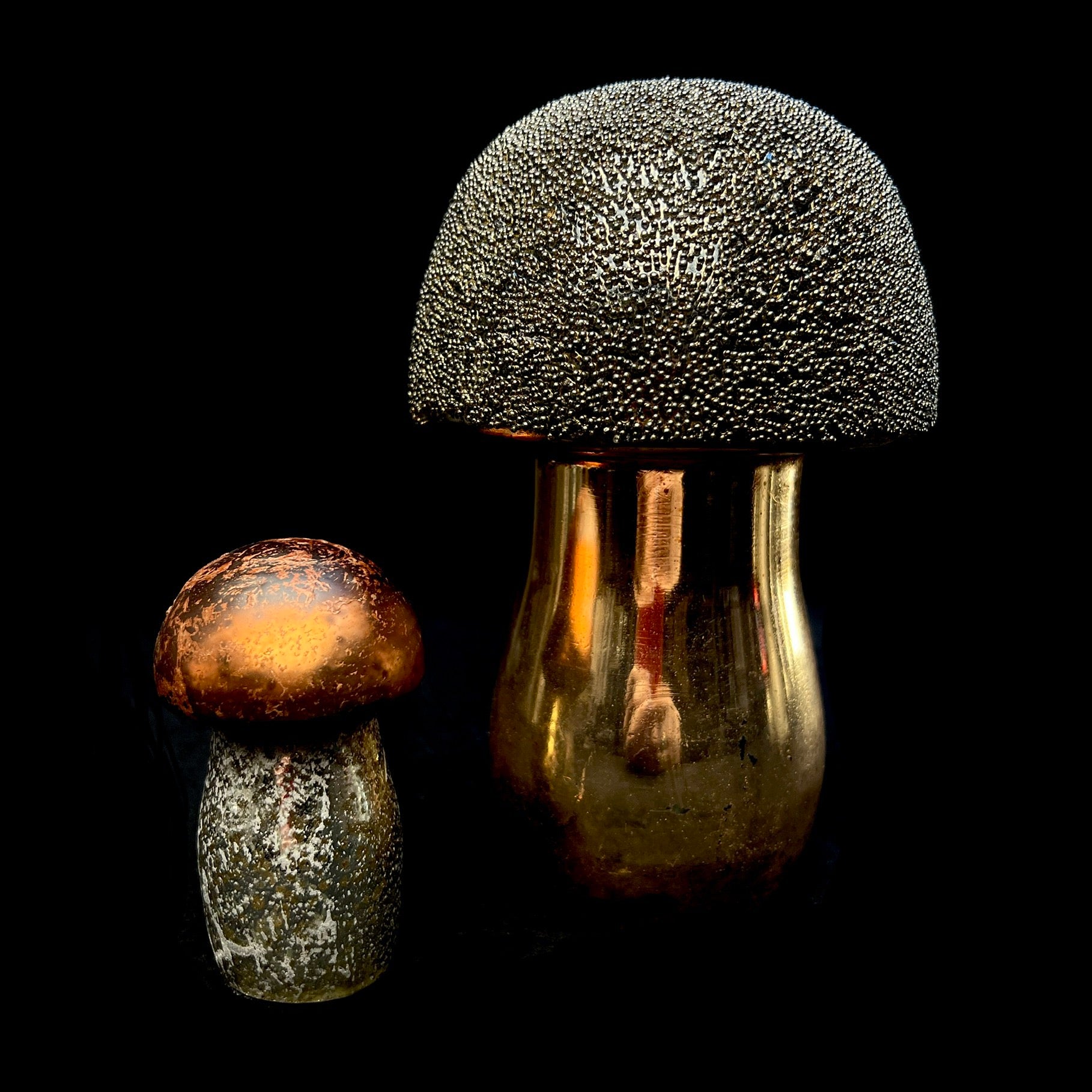 Brown Glass Mushrooms-set of 2