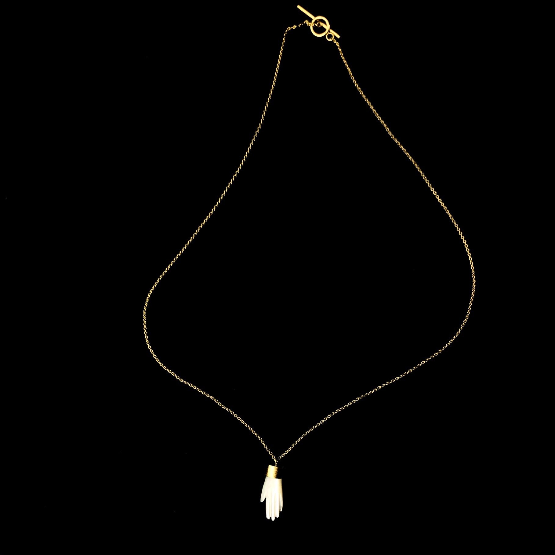 Front view of White Mother of Pearl Hand Necklace