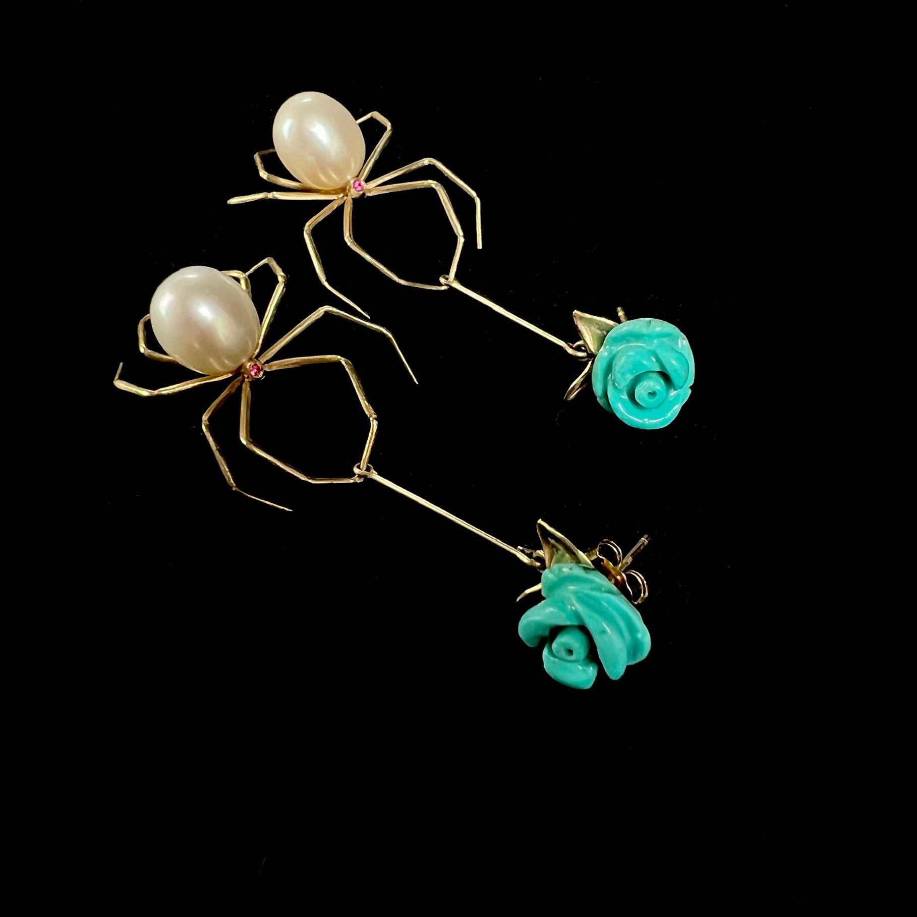 Turquoise rose details with post earring-backs