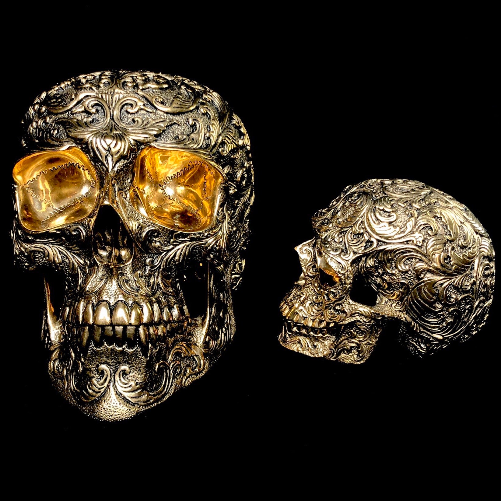 Large Floral Bronze Skull
