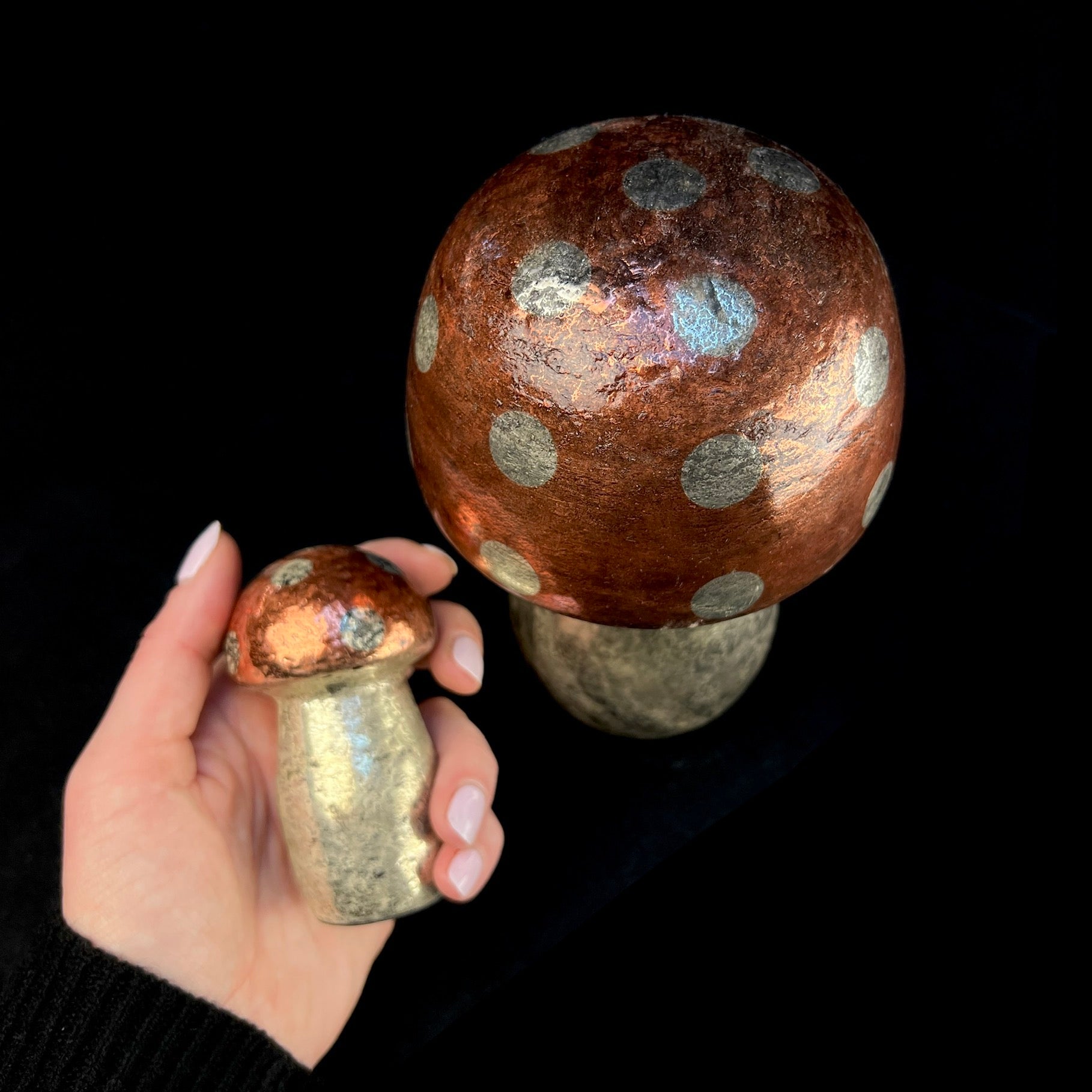 Copper Glass Mushrooms-set of 2
