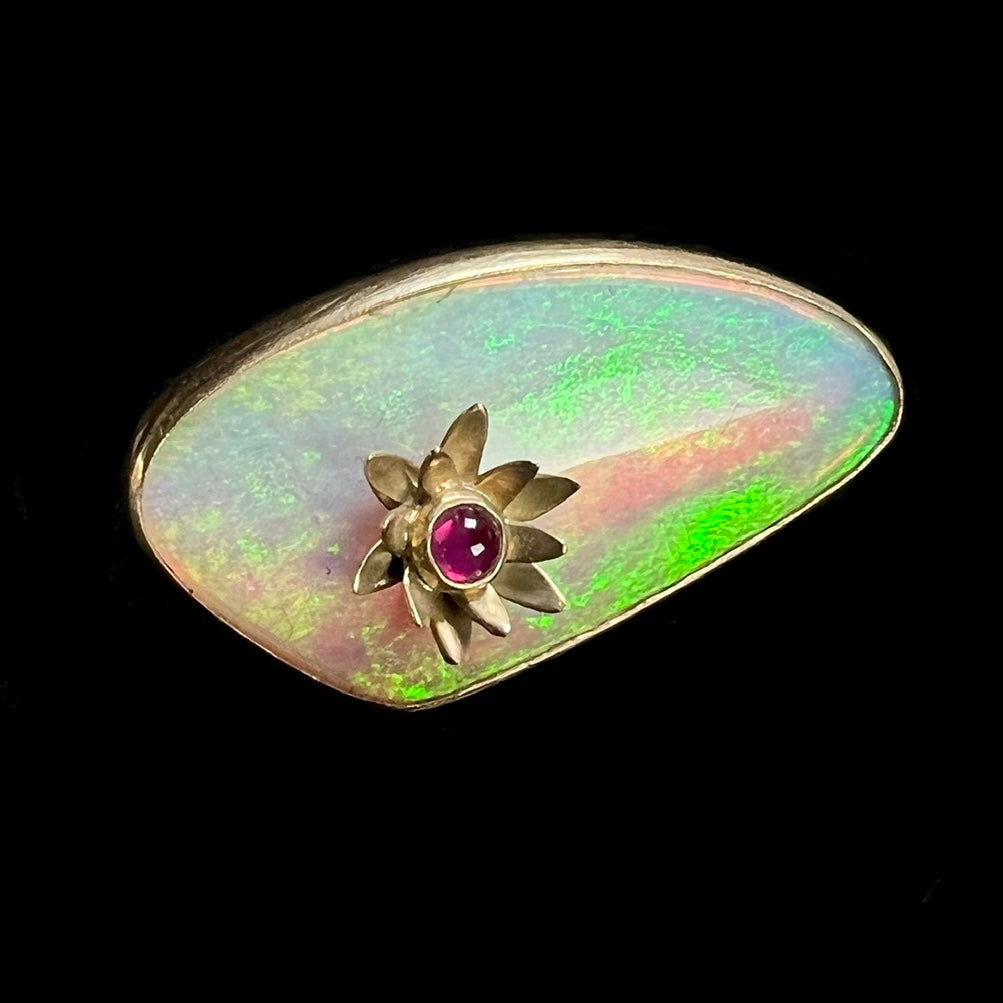 Front view of Monet Waterlily Opal Ring