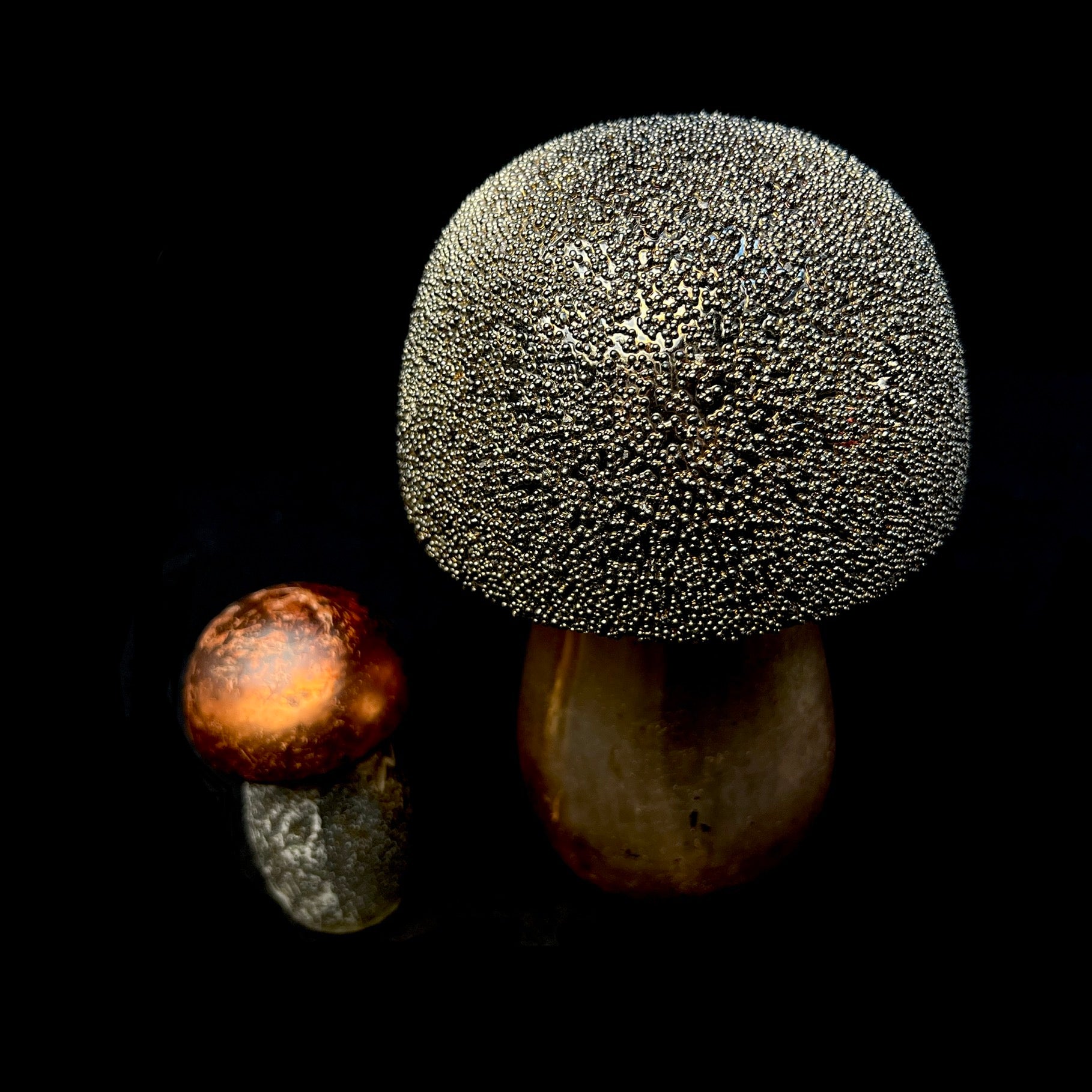 Brown Glass Mushrooms-set of 2