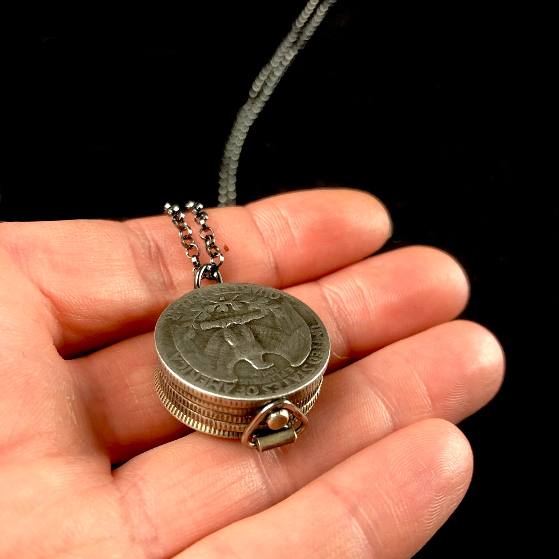 Back view of Quarter Locket Coin Necklace