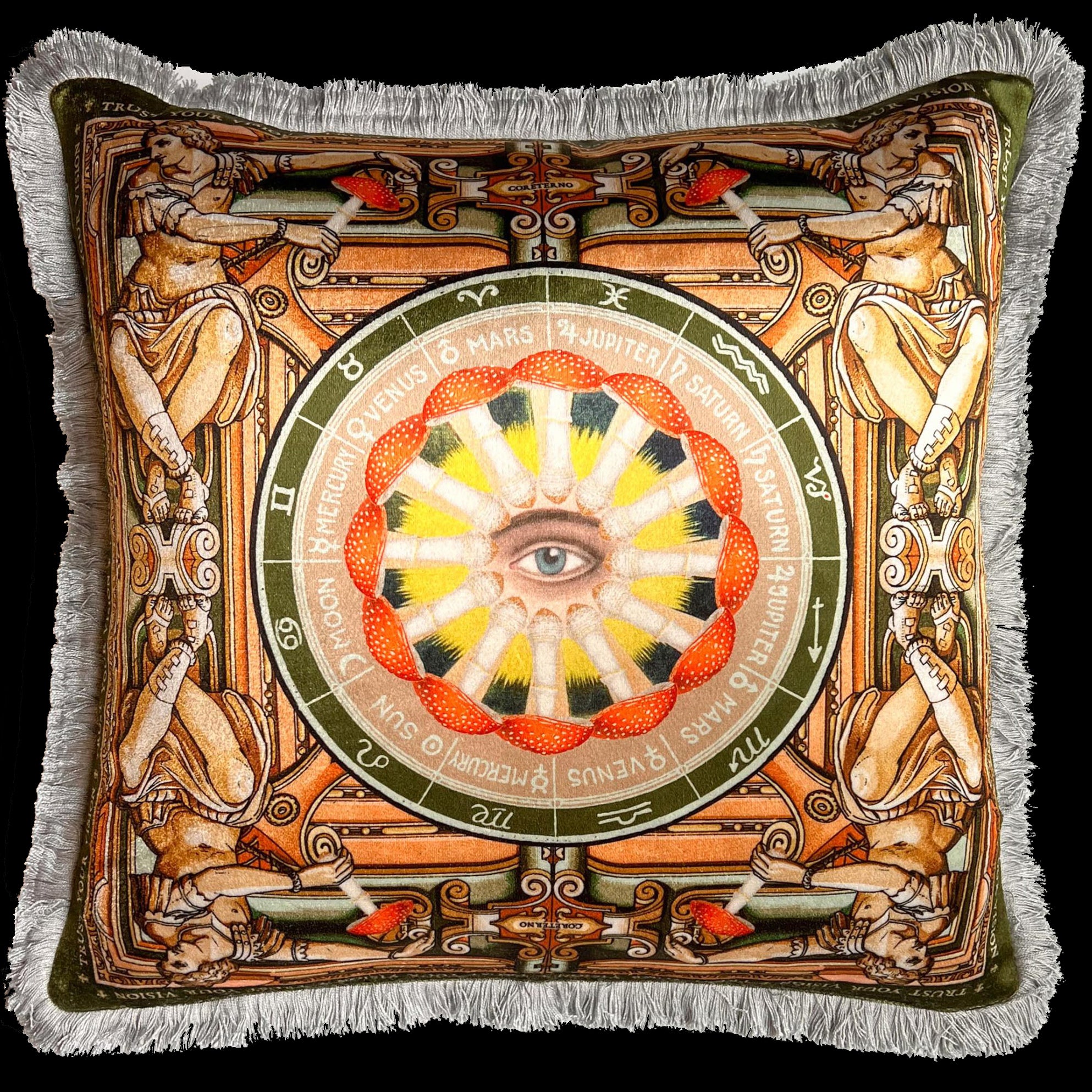 Front panel of Magic Mushroom Cushion 