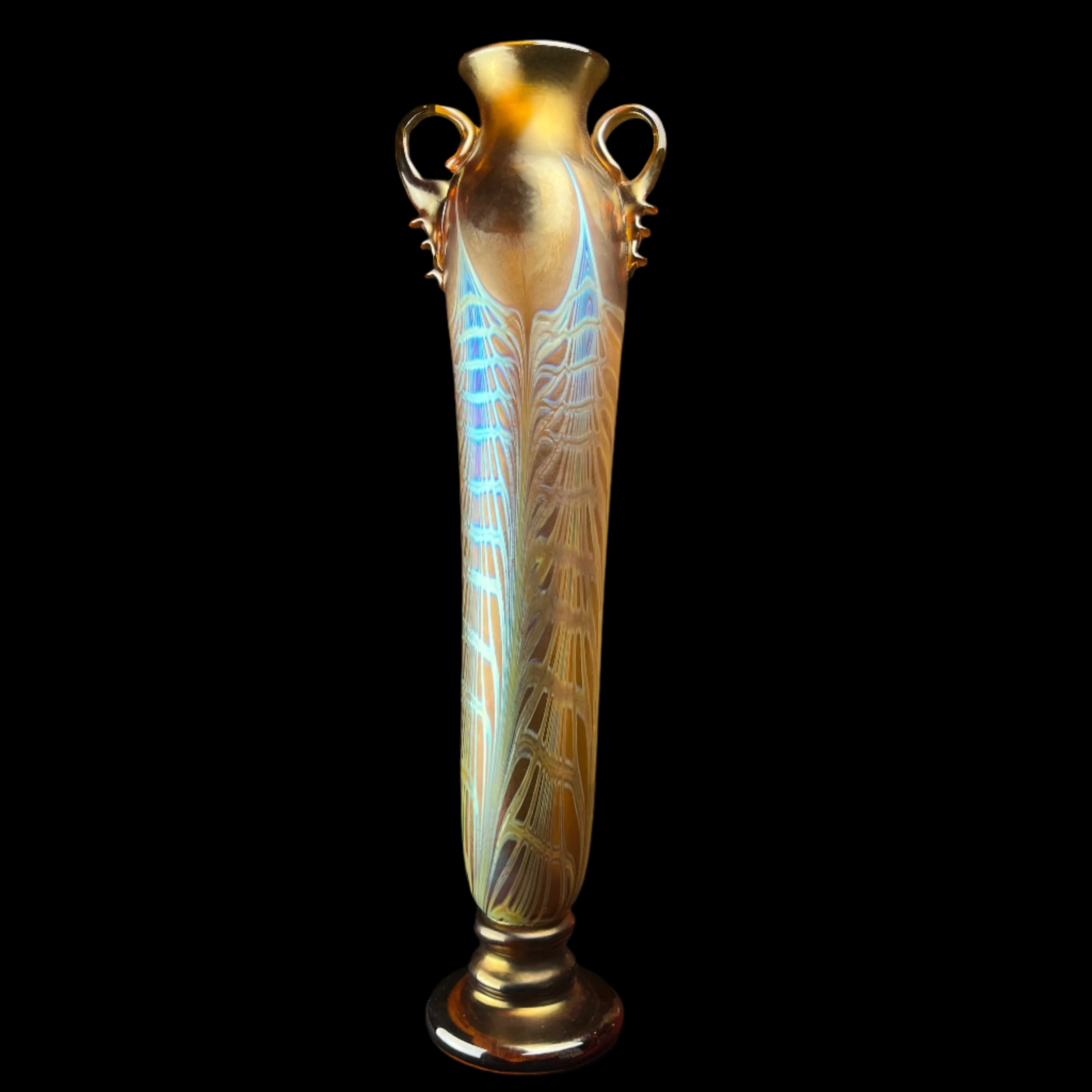 Decorative vase with artistic design on a black background
