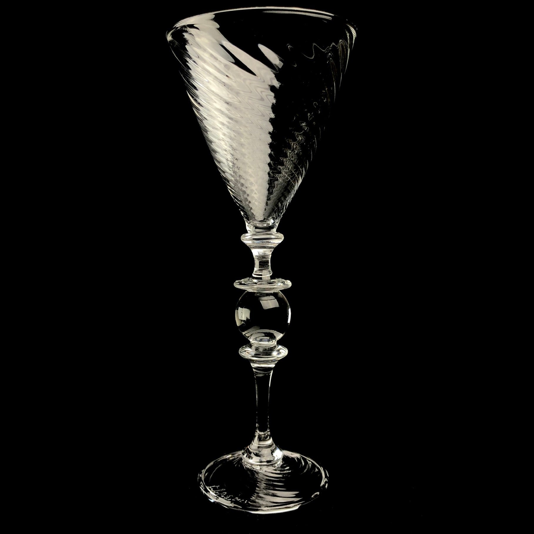 Clear Martini Glass with spherical accent on stem