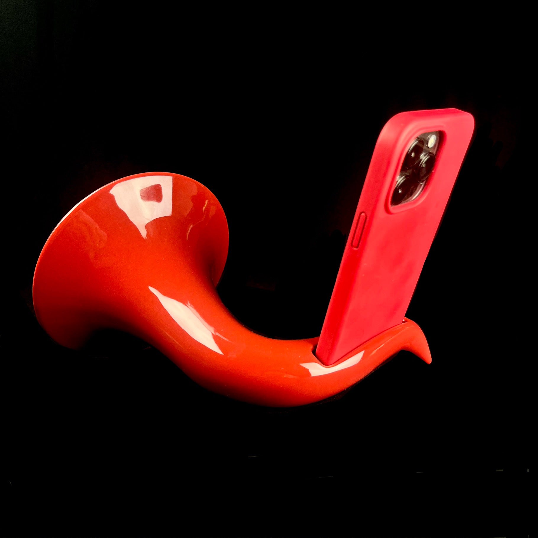 Back view of Red & Gold Phonograph