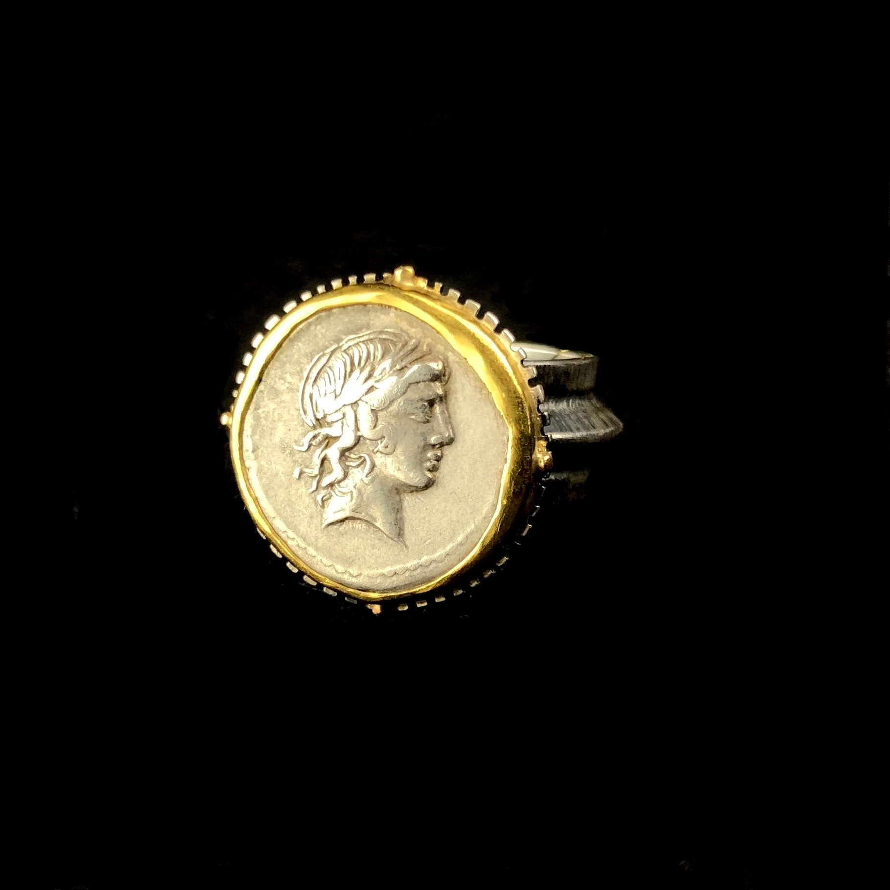 Front side of Silver Denarius Coin Ring