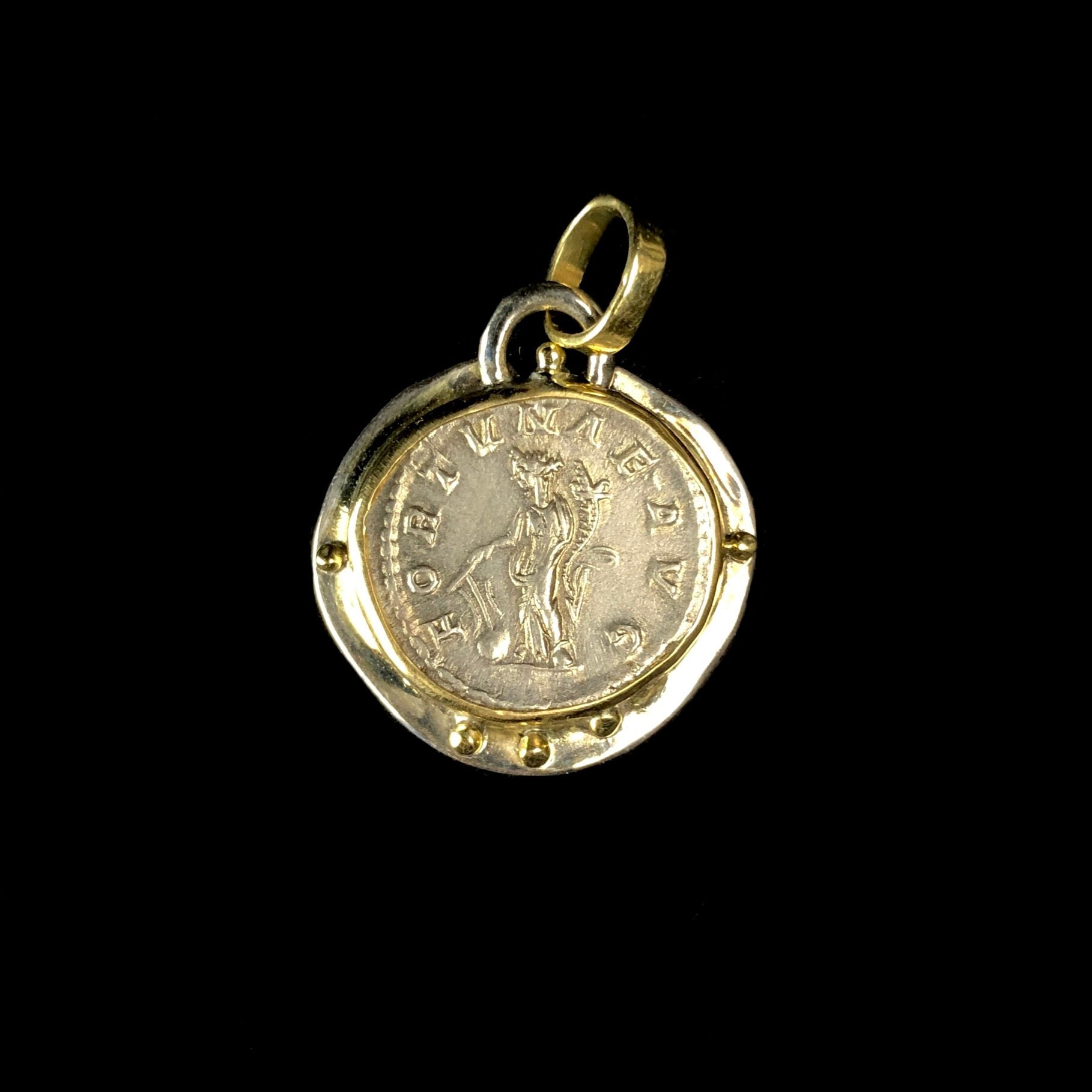 Front view of Roman Fortuna Coin