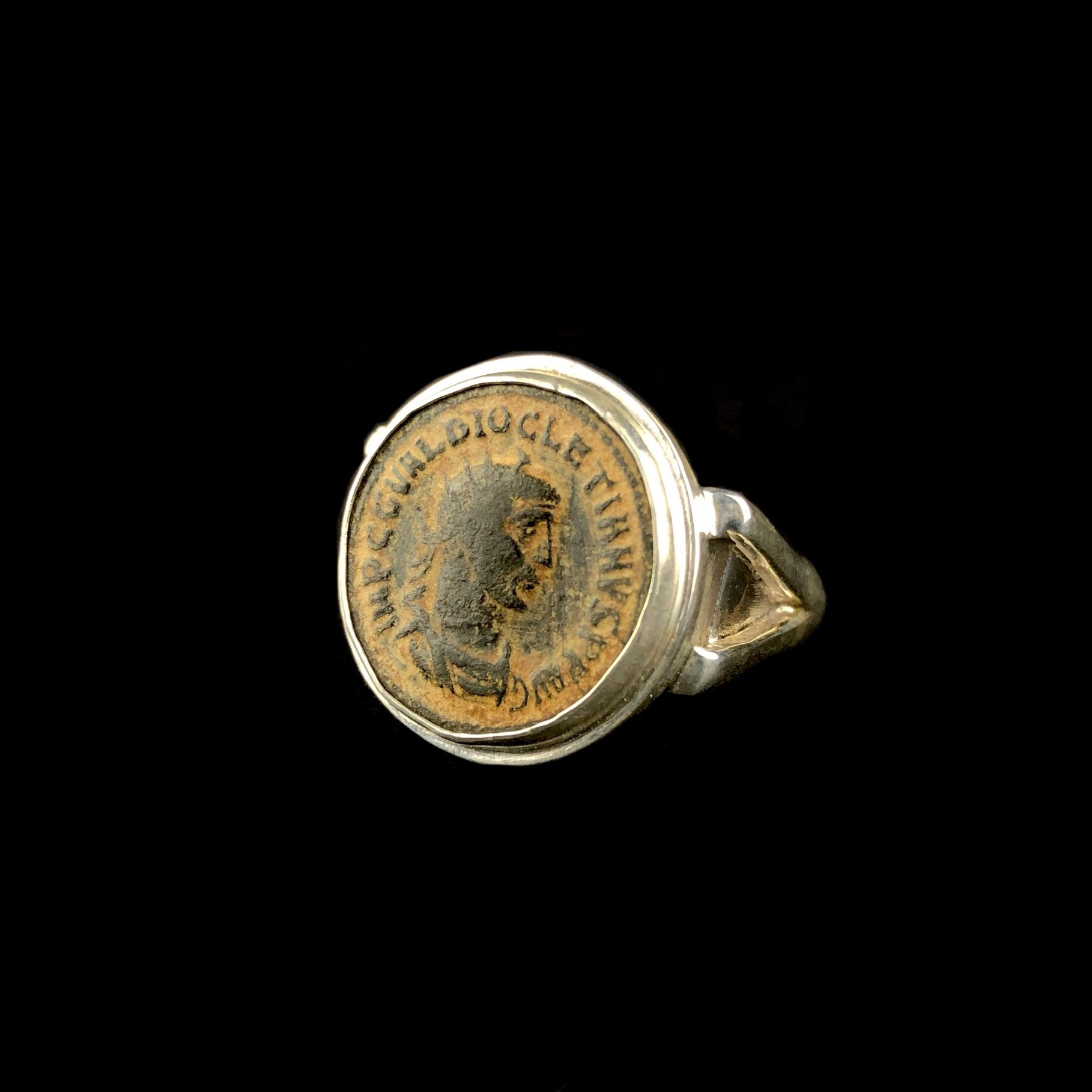 Side view of Diocletian Roman Coin Ring