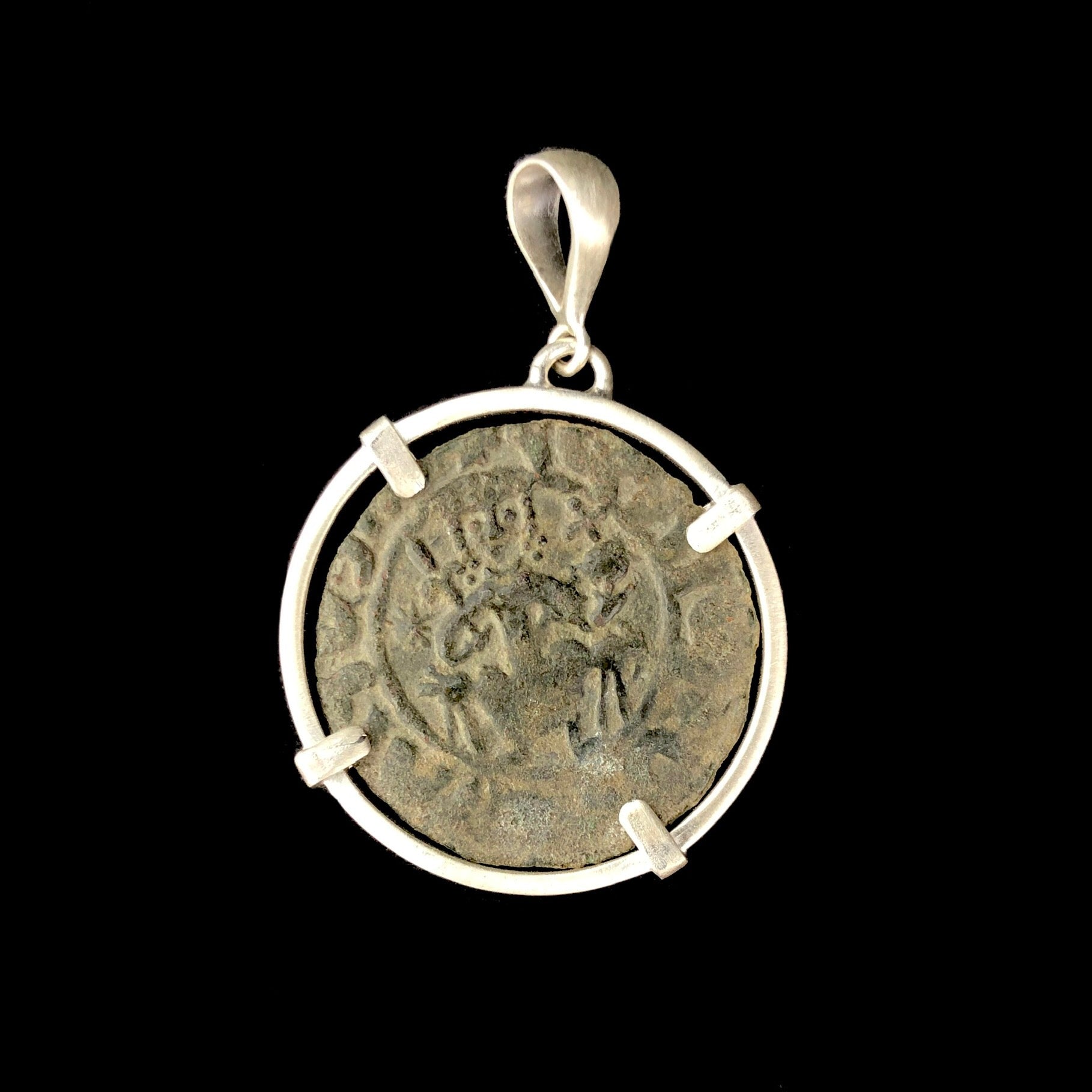 Human Figure in Center of Crusader Coin Pendent 