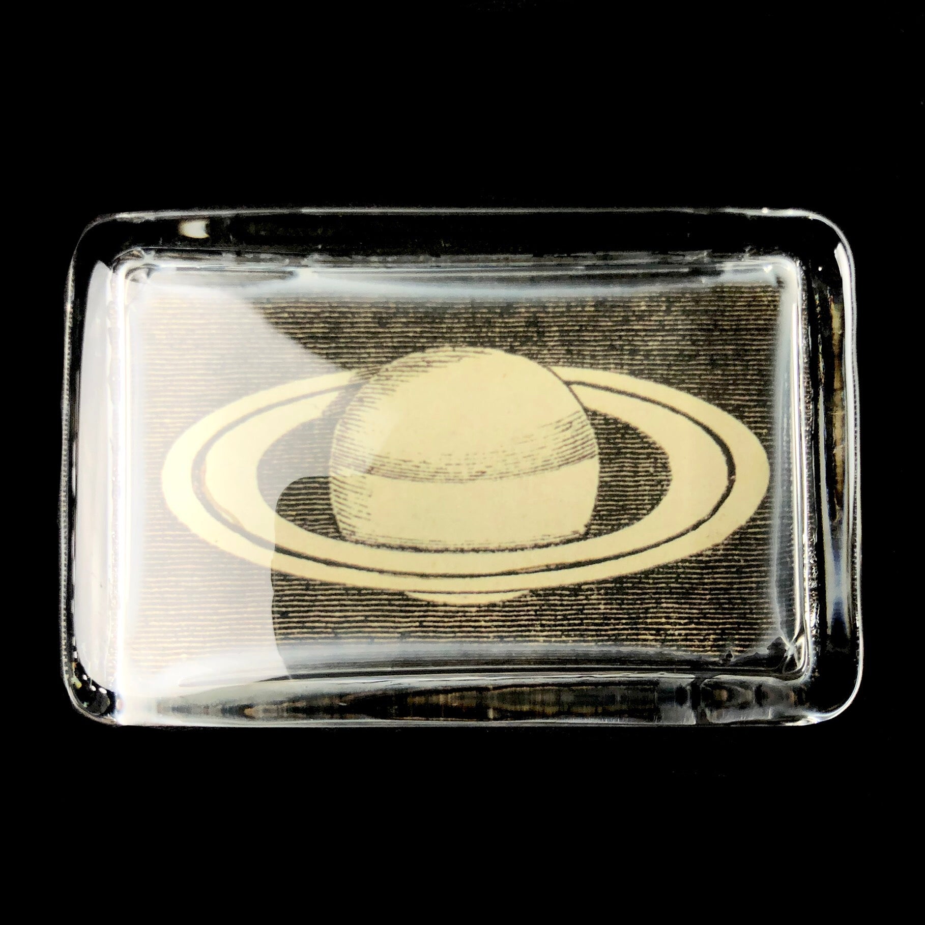 Front view of Rectangular Saturn Paperweight