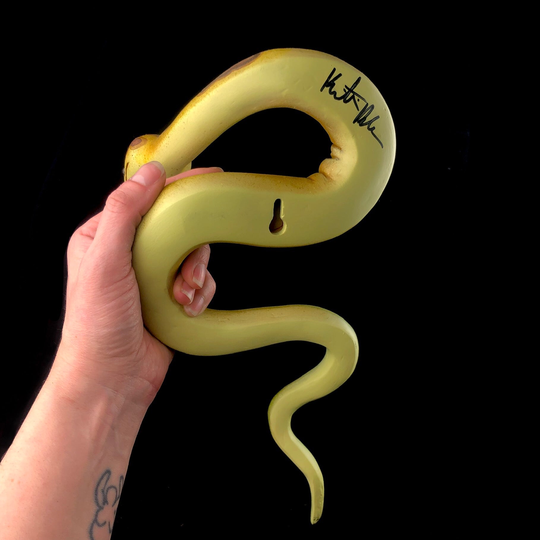 Back view of Wall Hanging Banana Snake Sculpture