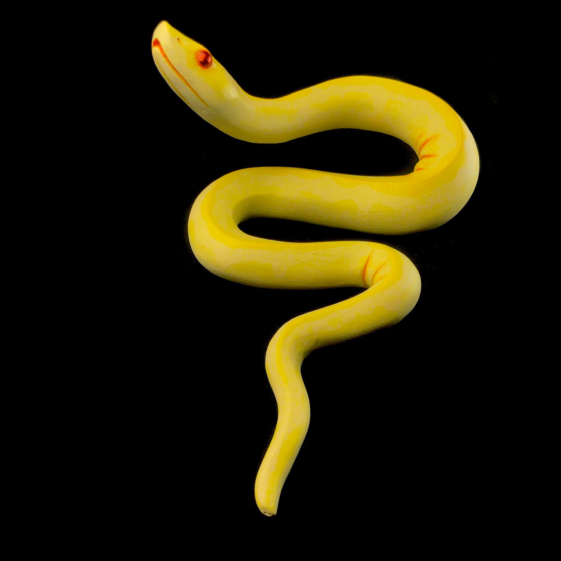 Underside view of Yellow Wall Hanging Snake Sculpture