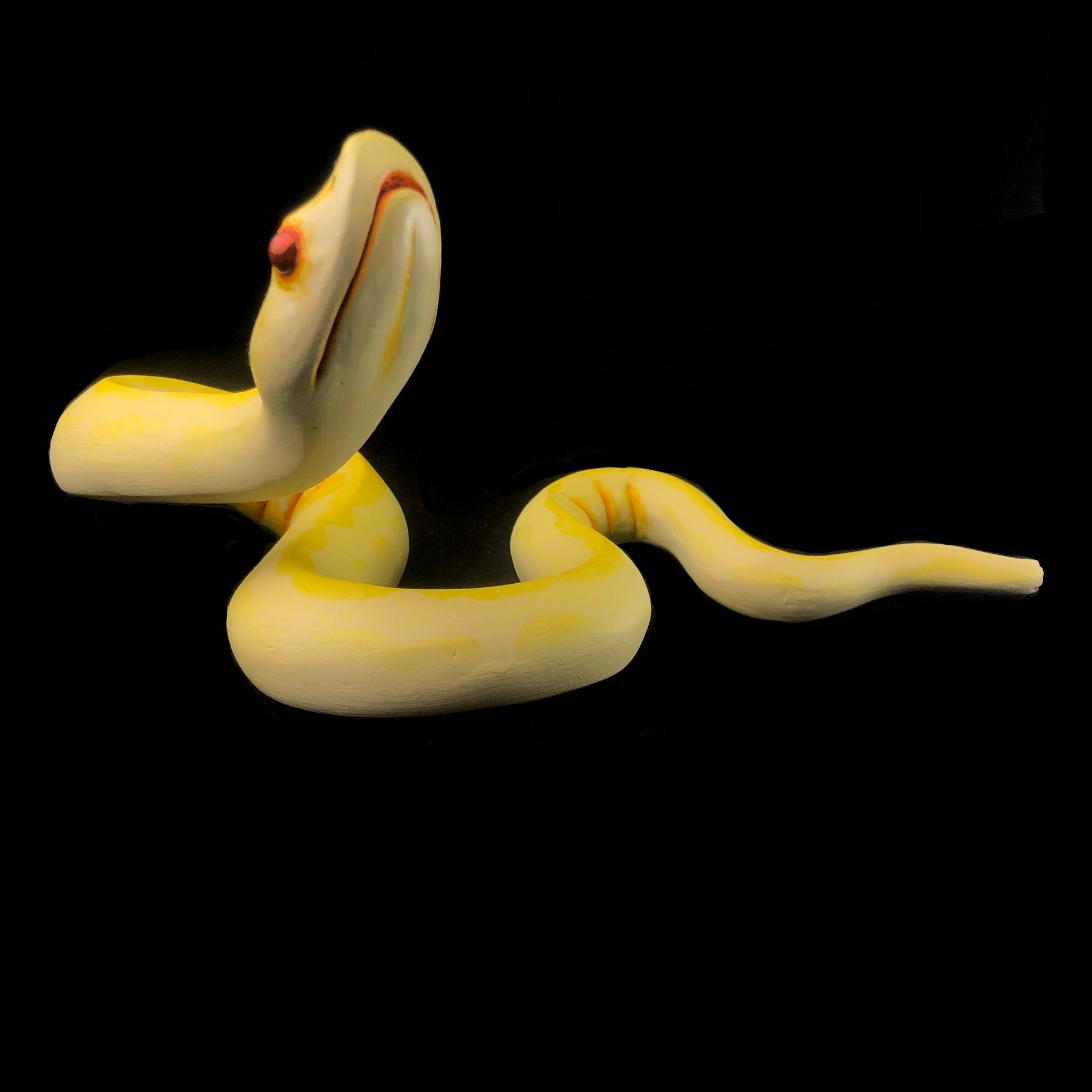 Alternate underside view of Yellow Wall Hanging Snake Sculpture