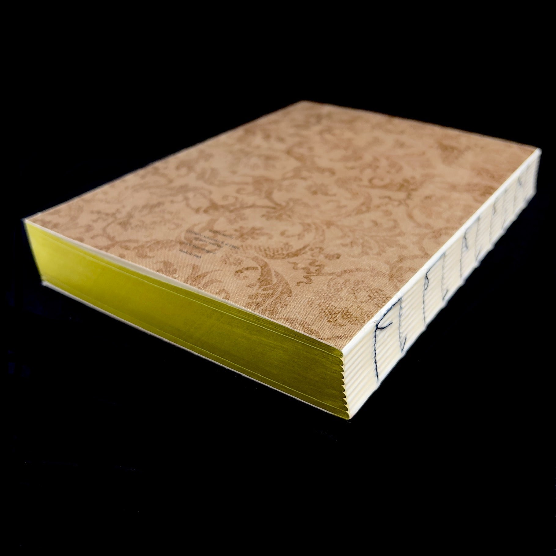 Side view of binding and colored pages of journal