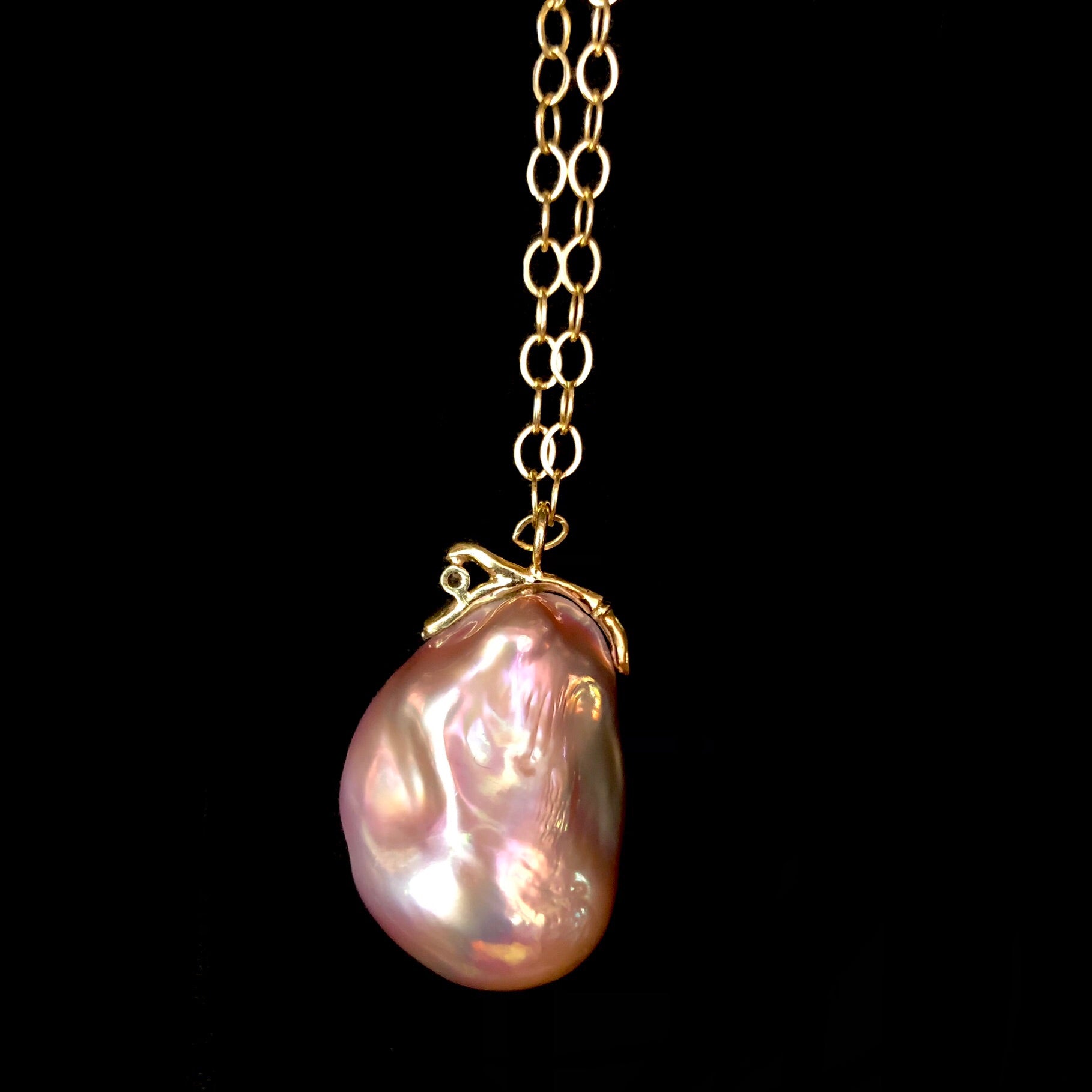 Back view of Pink Yangtze Pearl Necklace